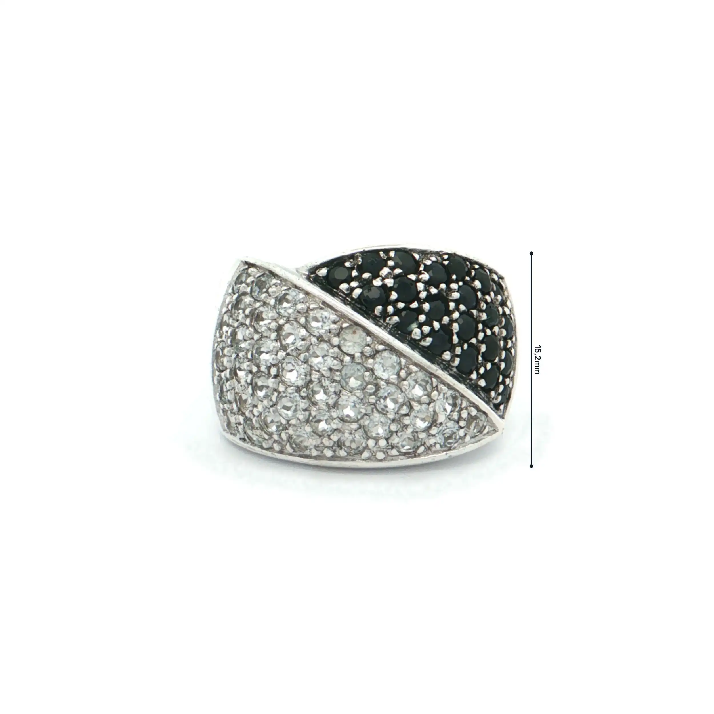 Ring Silber mit schwarzen und weißen Zirkonia