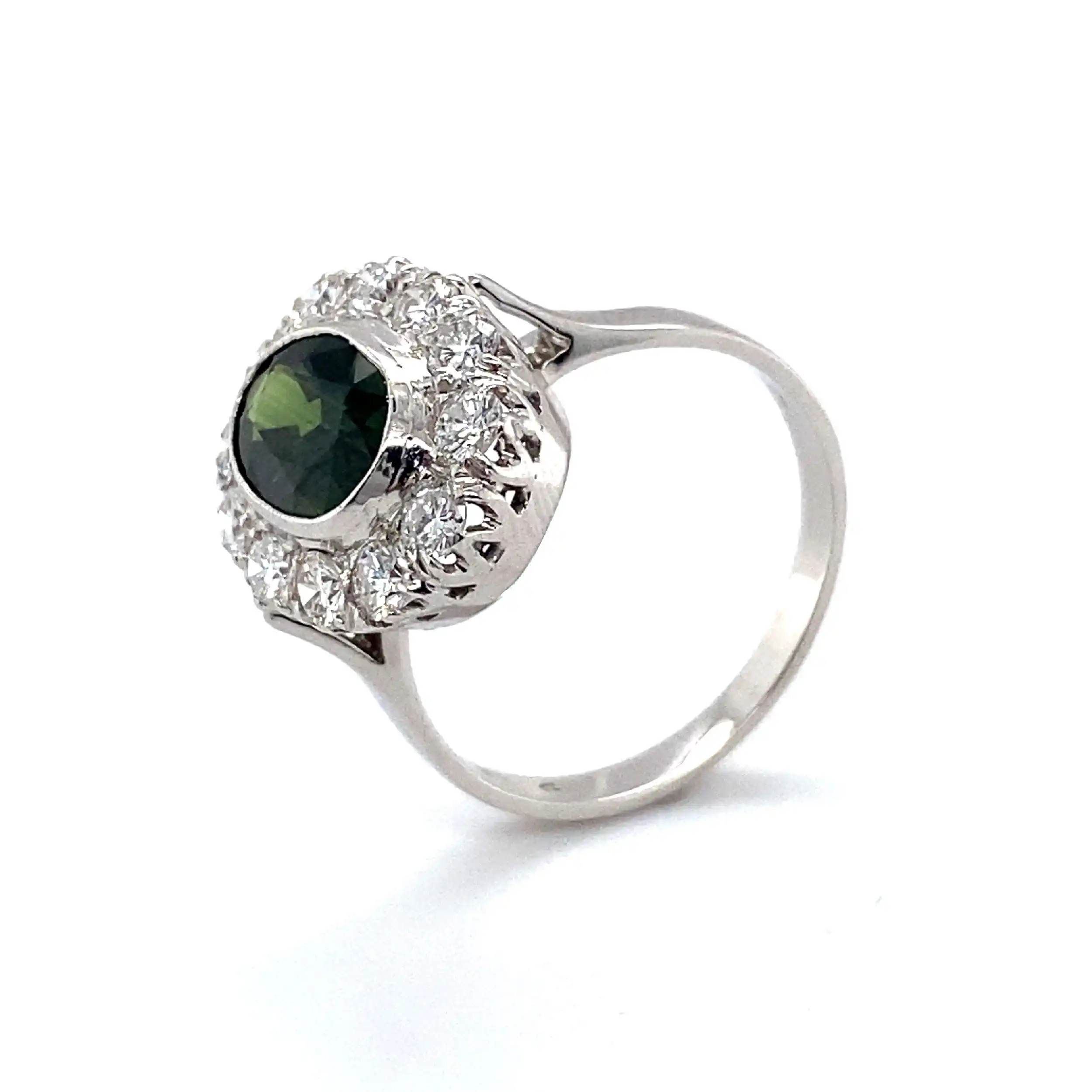 Ring Weißgold mit Turmalin und Brillanten Ring Weißgold mit Turmalin und Brillanten
