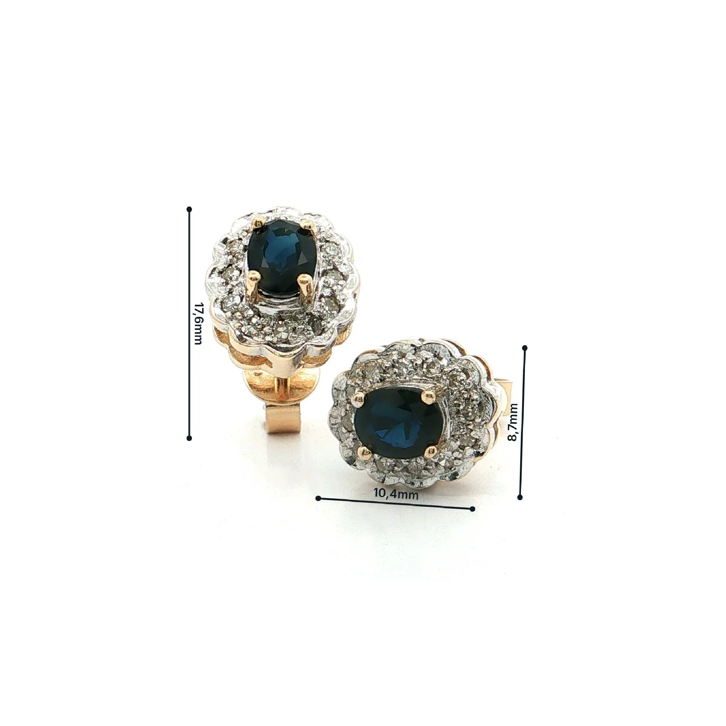 Ohrstecker Bicolor mit Saphir und Diamanten