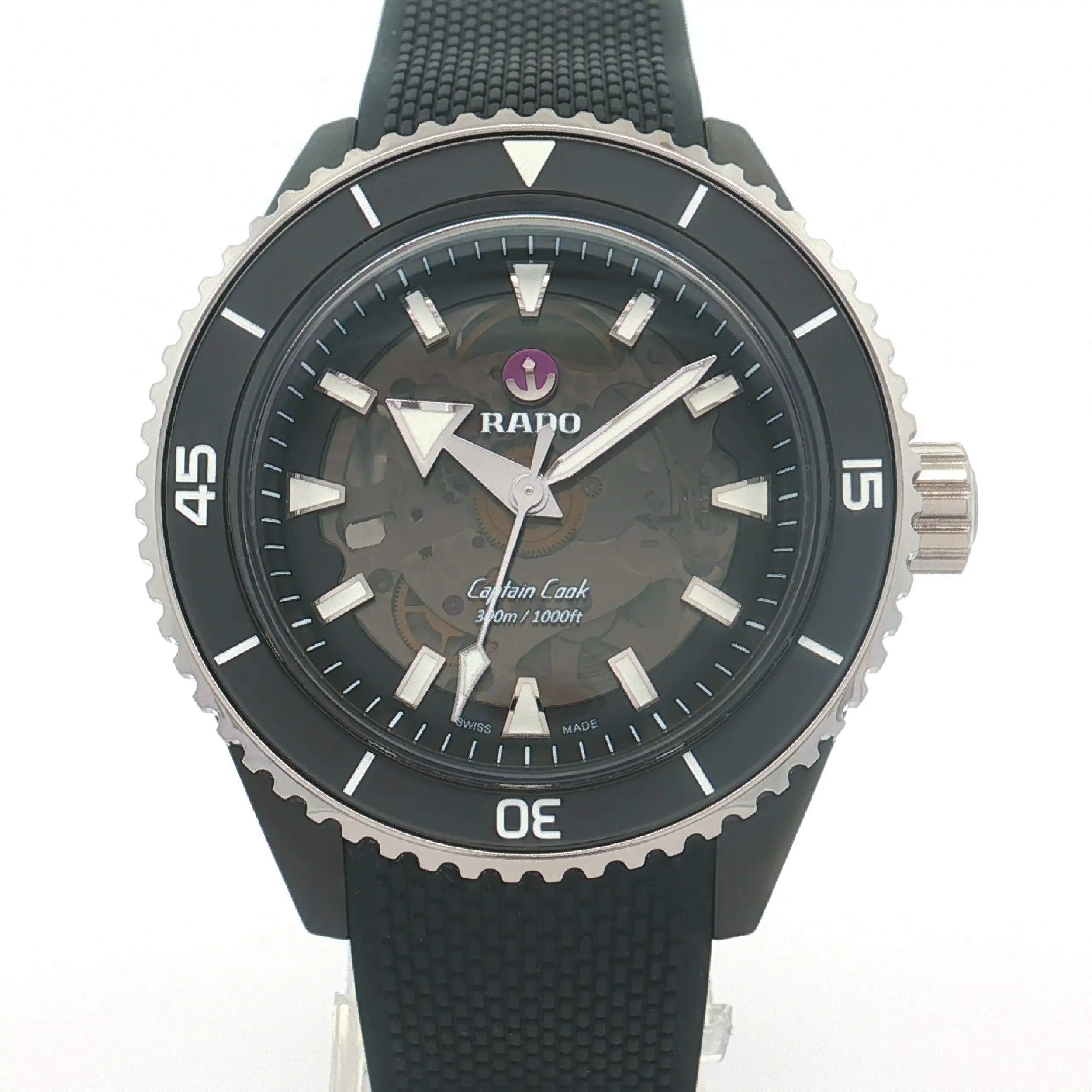Herrenuhr Rado Captain Cook Black Kautschuk Band, wie neu!