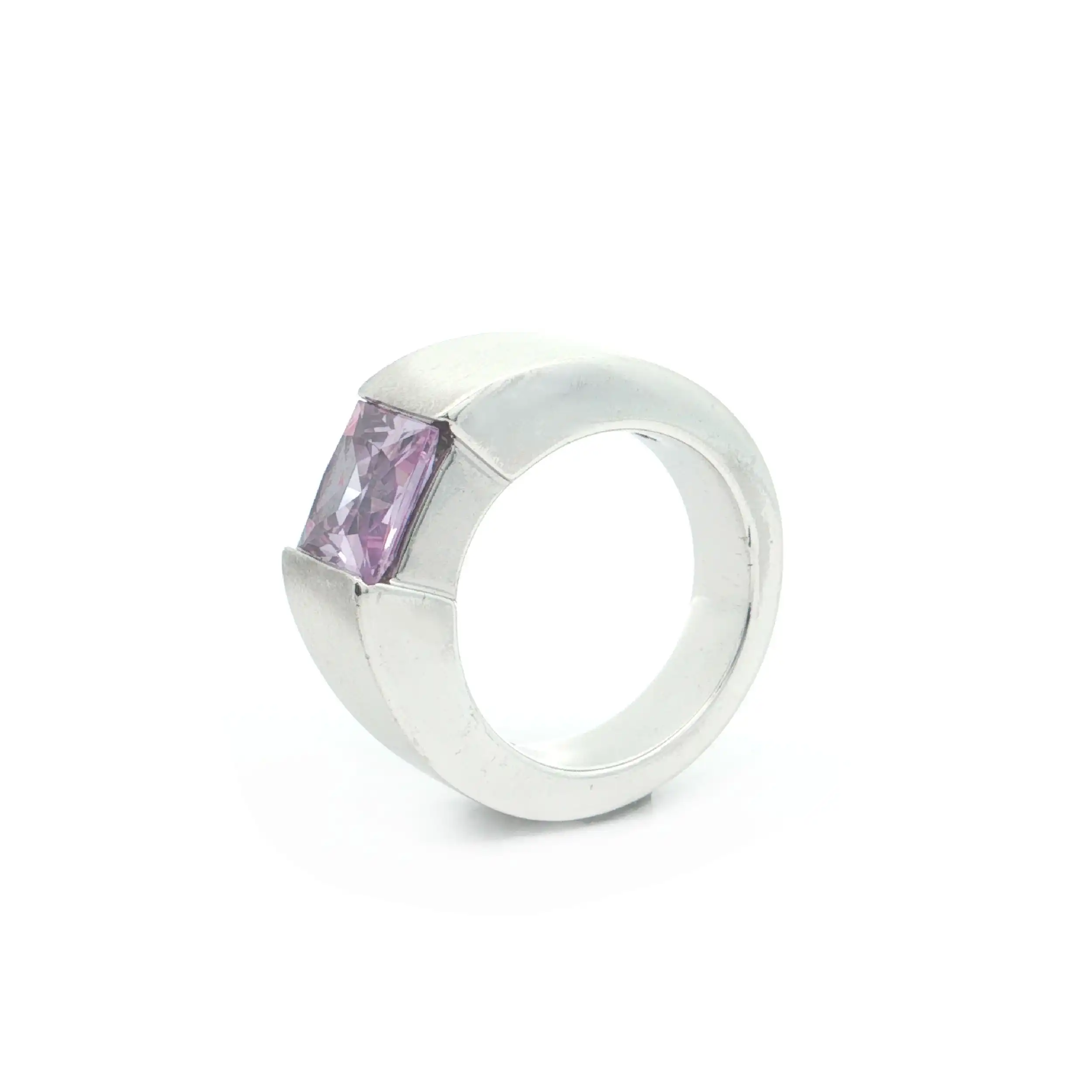 Silberring mit rosa Farbstein