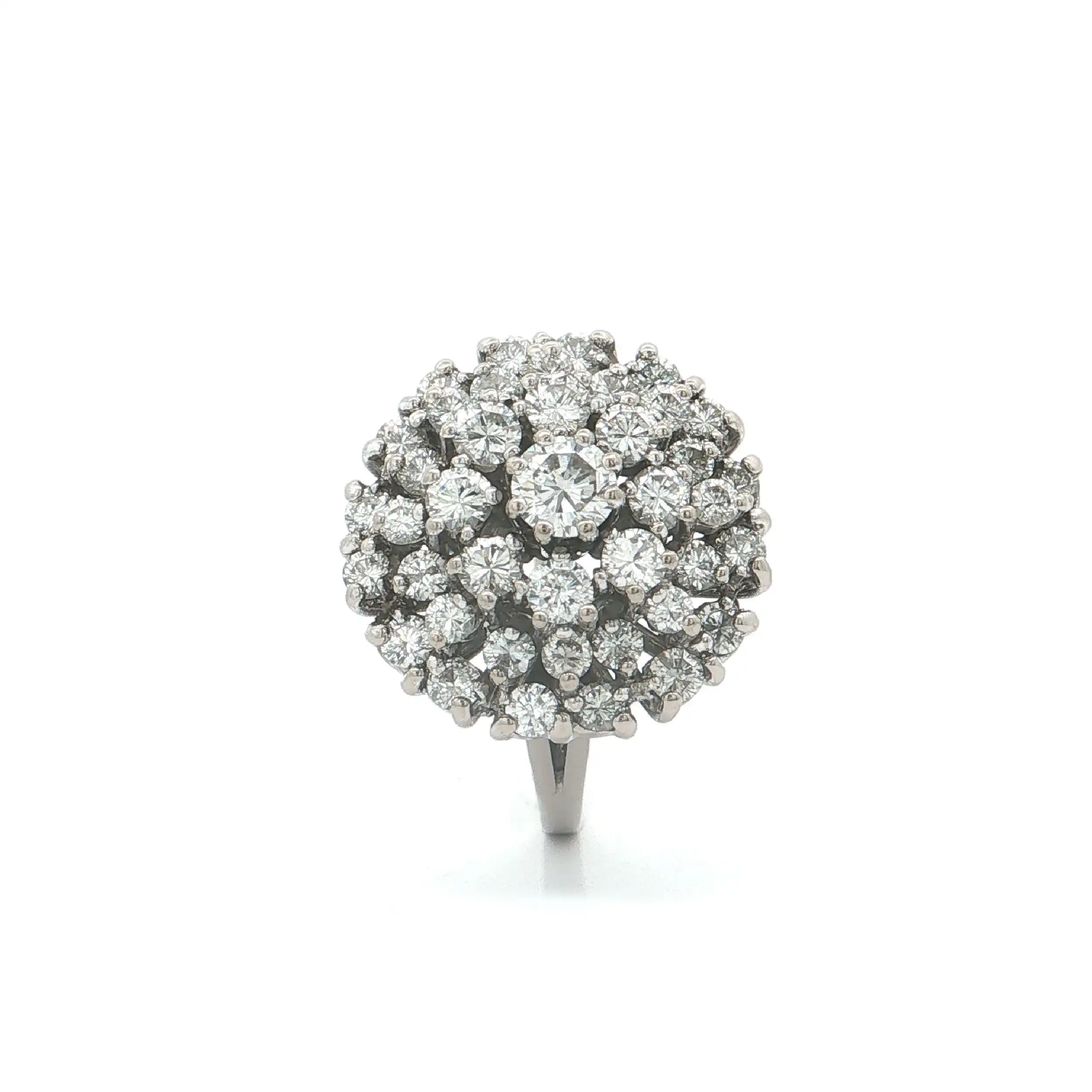 Ring Weißgold mit Brillanten, graviert mit 2ct