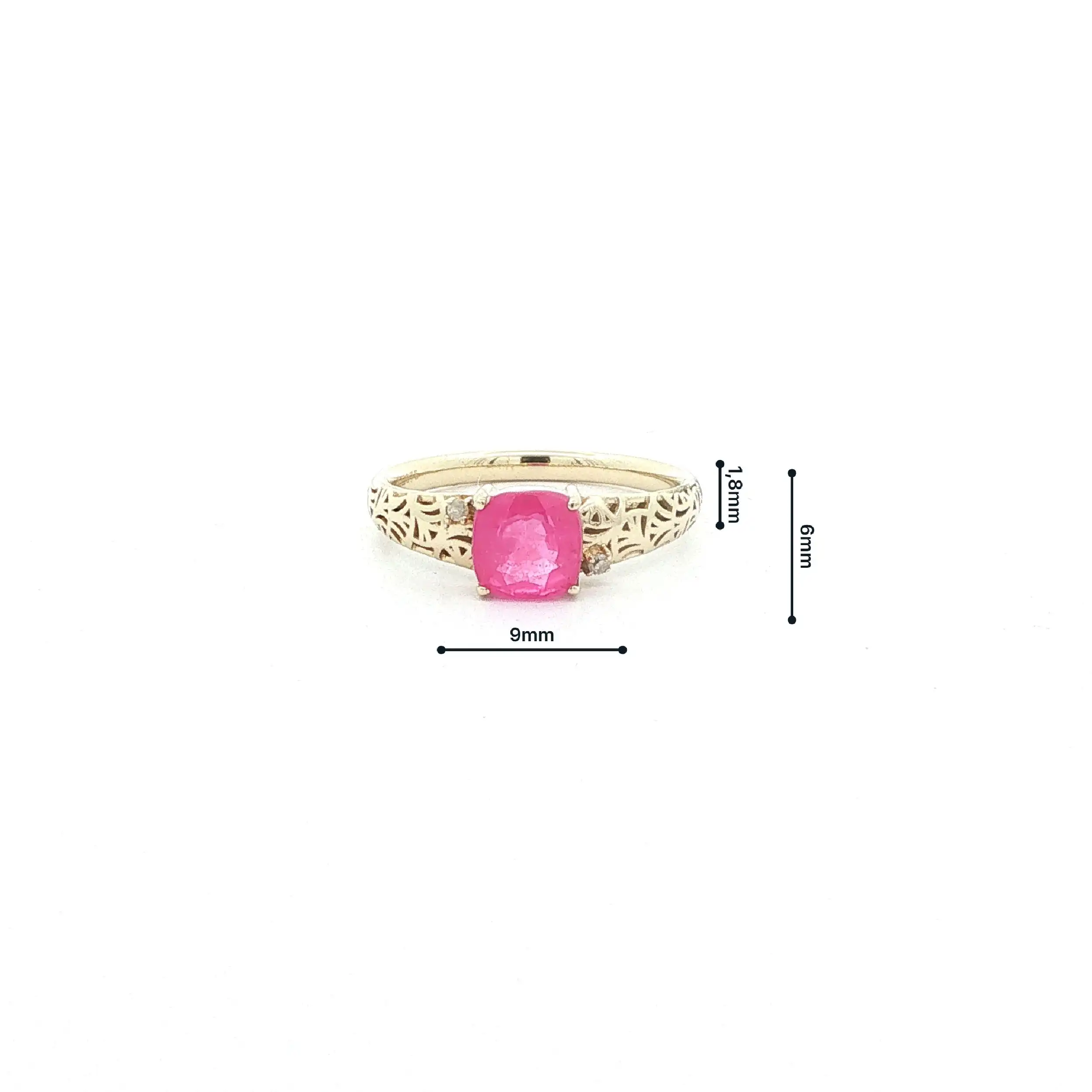 Ring Gelbgold JLO mit pinkem Saphir & Diamanten