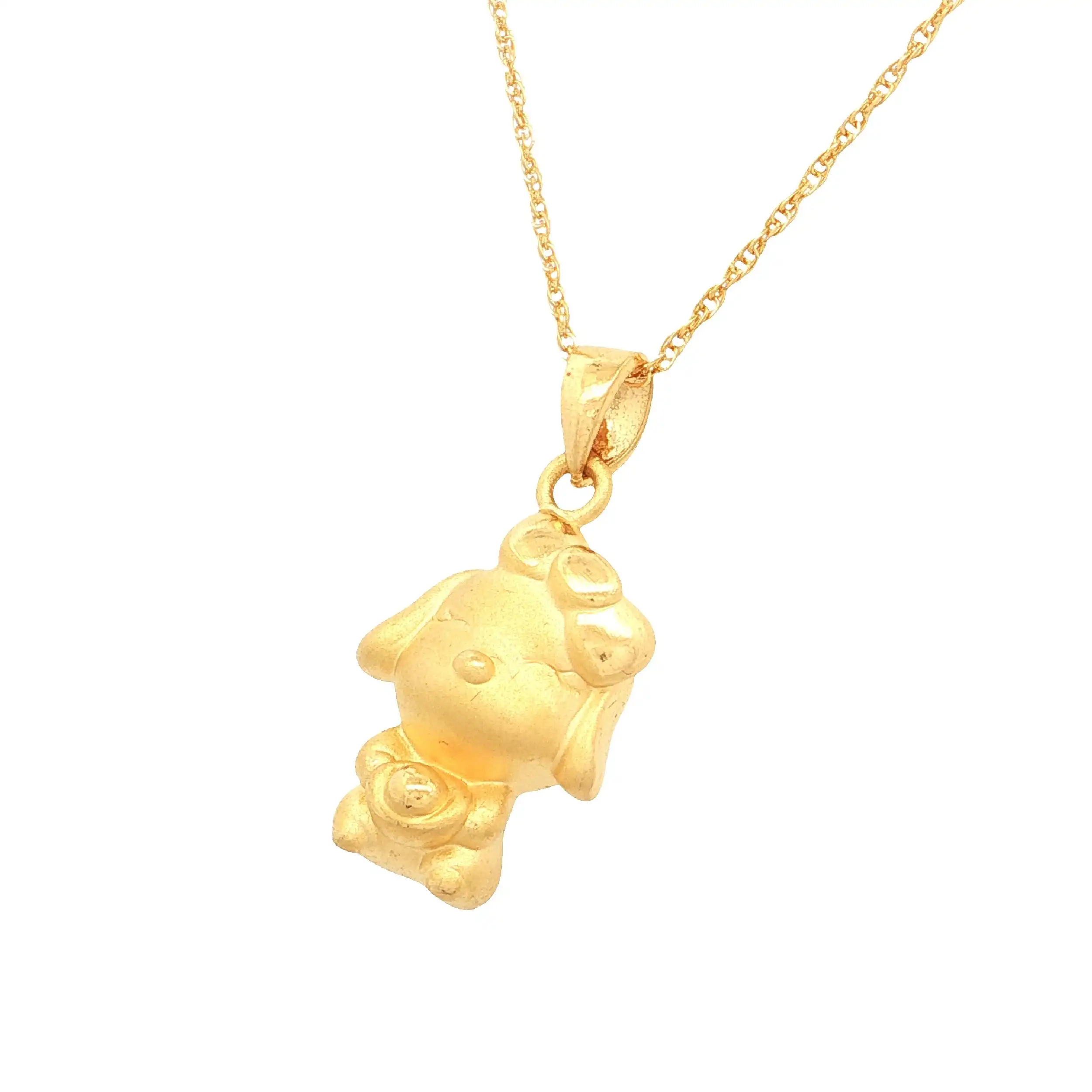 Kette Gelbgold mit Anhänger Hund mit schleife Kette Gelbgold mit Anhänger Hund mit schleife