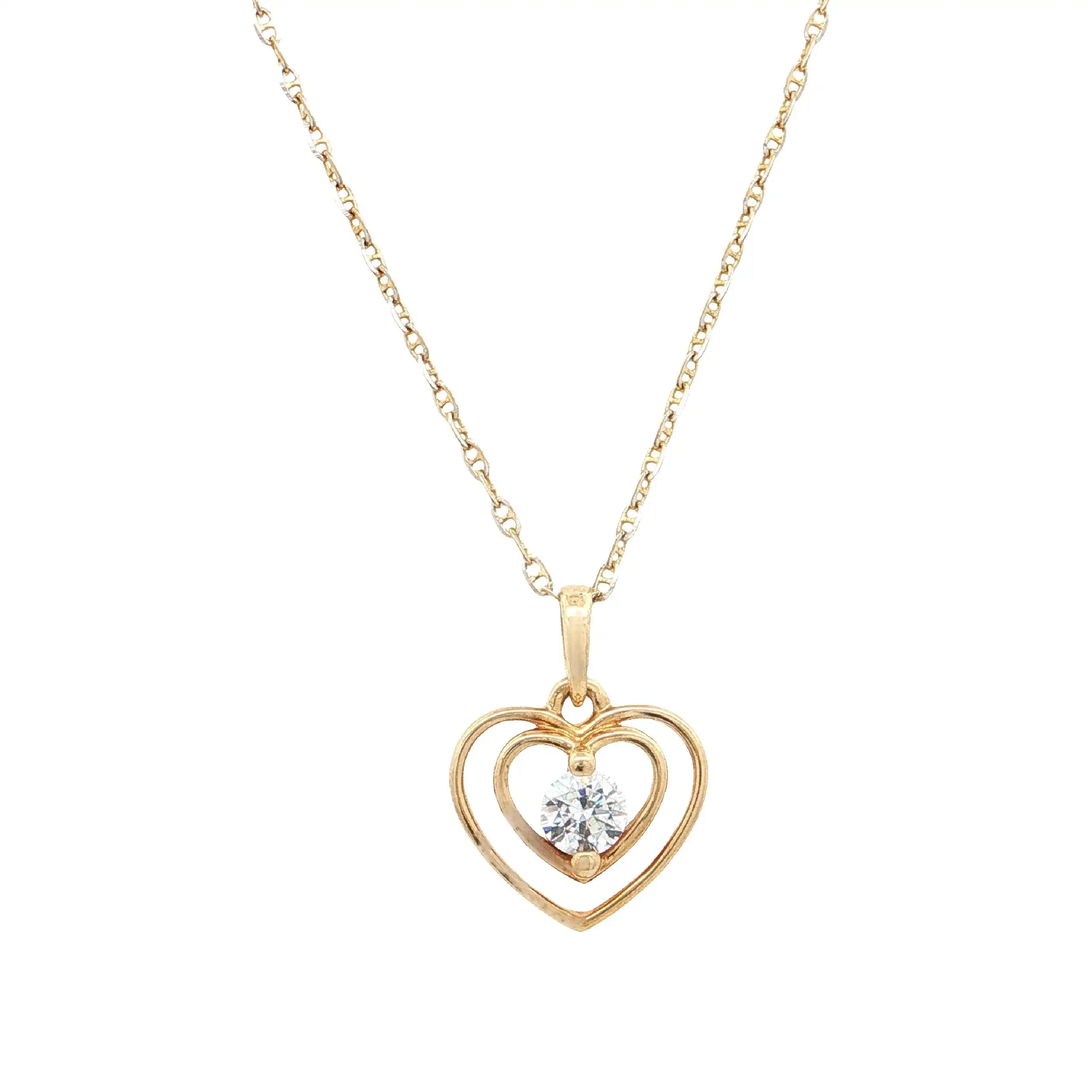 Kette Gelbgold mit Herzanhänger mit Zirkonia