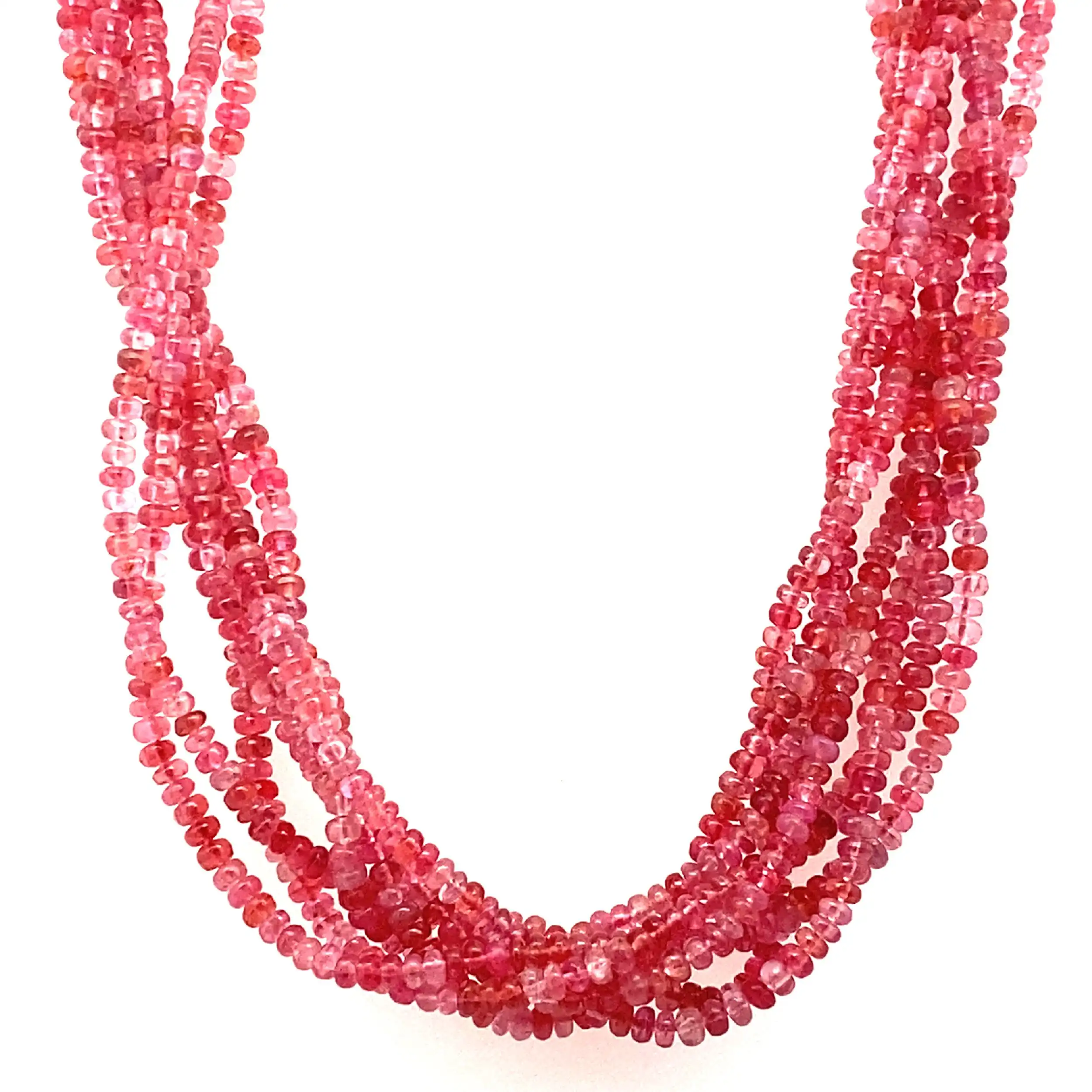 Kette mit rosa Steinen, Gelbgoldschloss mit Amethyst und Brillanten