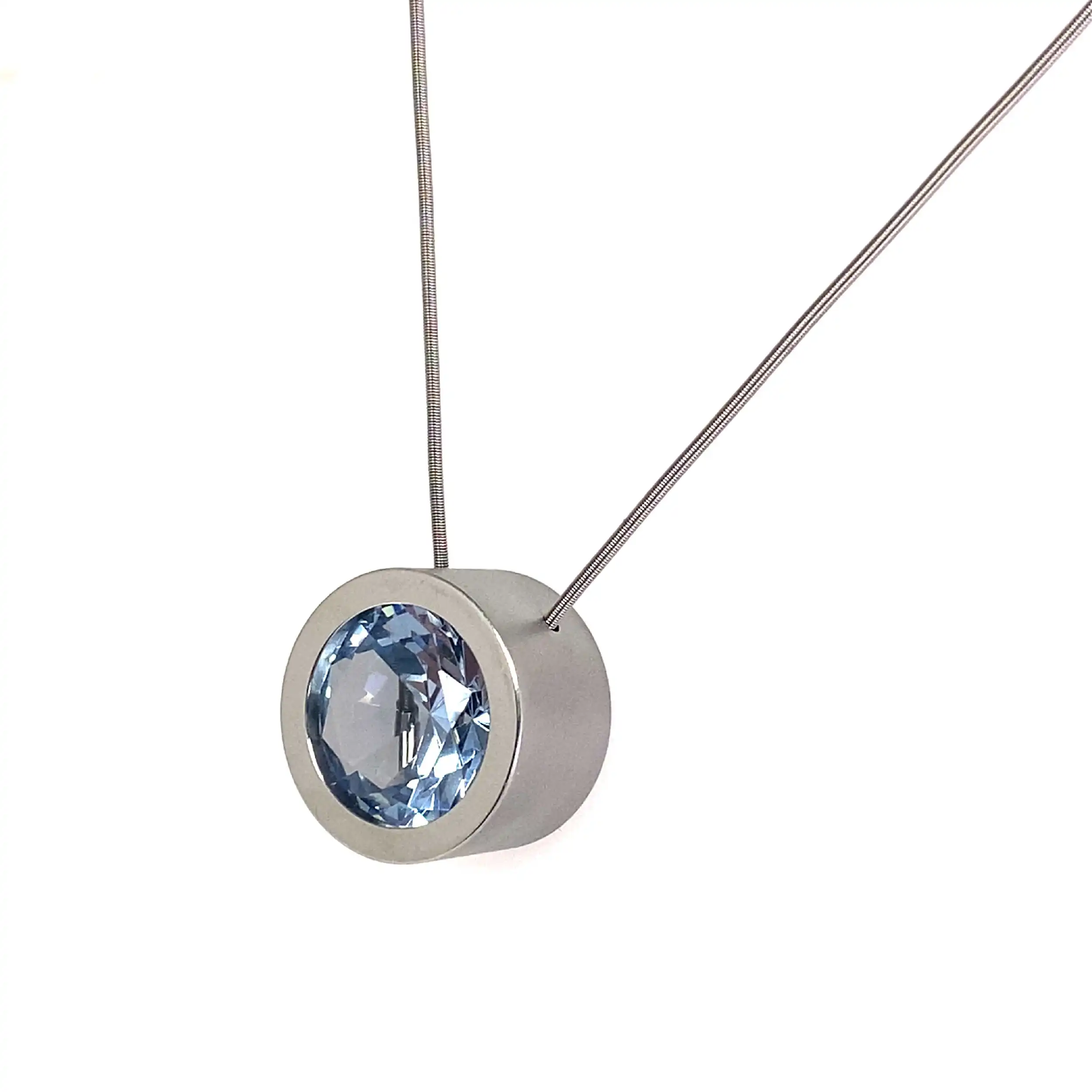 Kette mit Anhänger Niessing Stahl mit Aquamarin Spinell