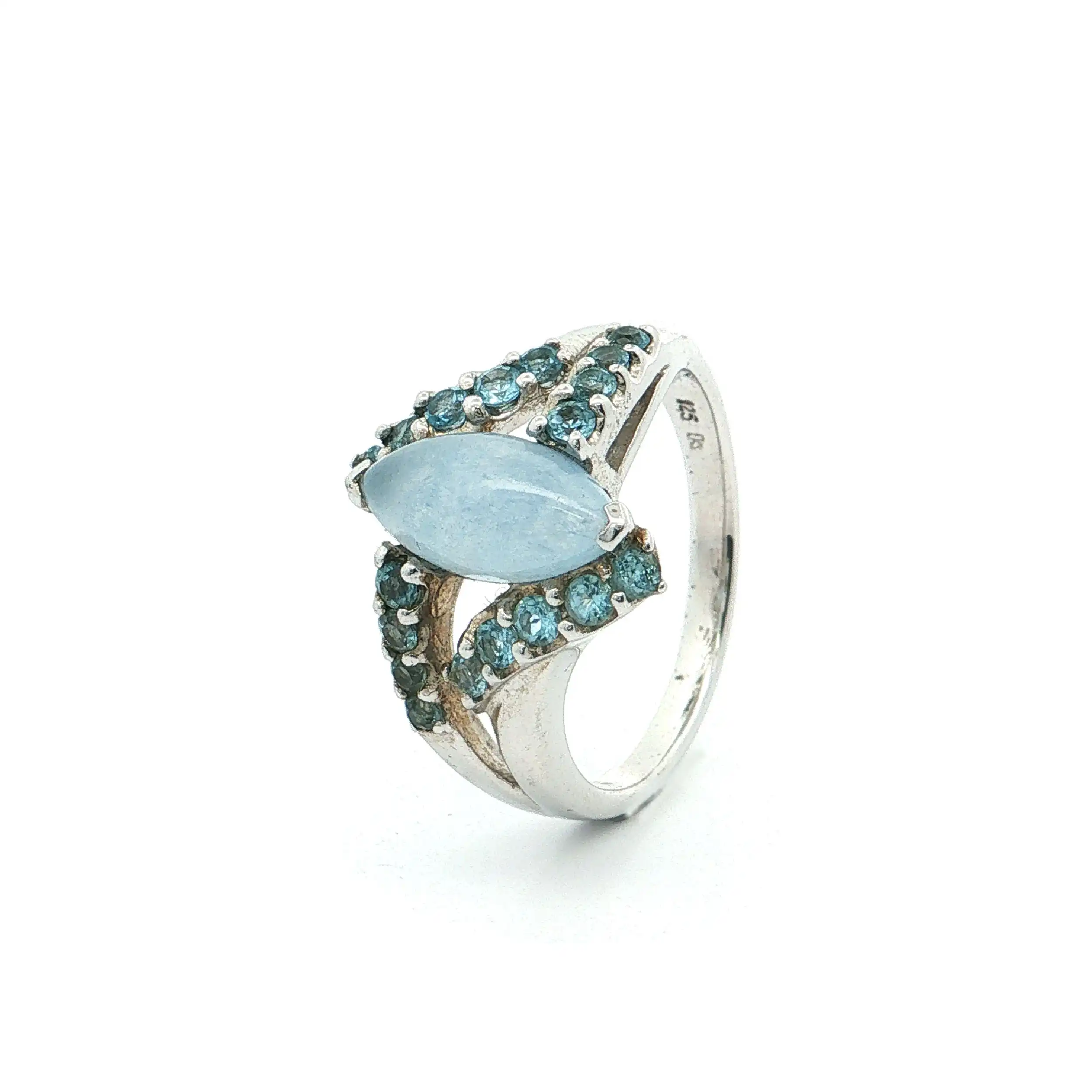 Ring Silber mit blauen Farbsteinen
