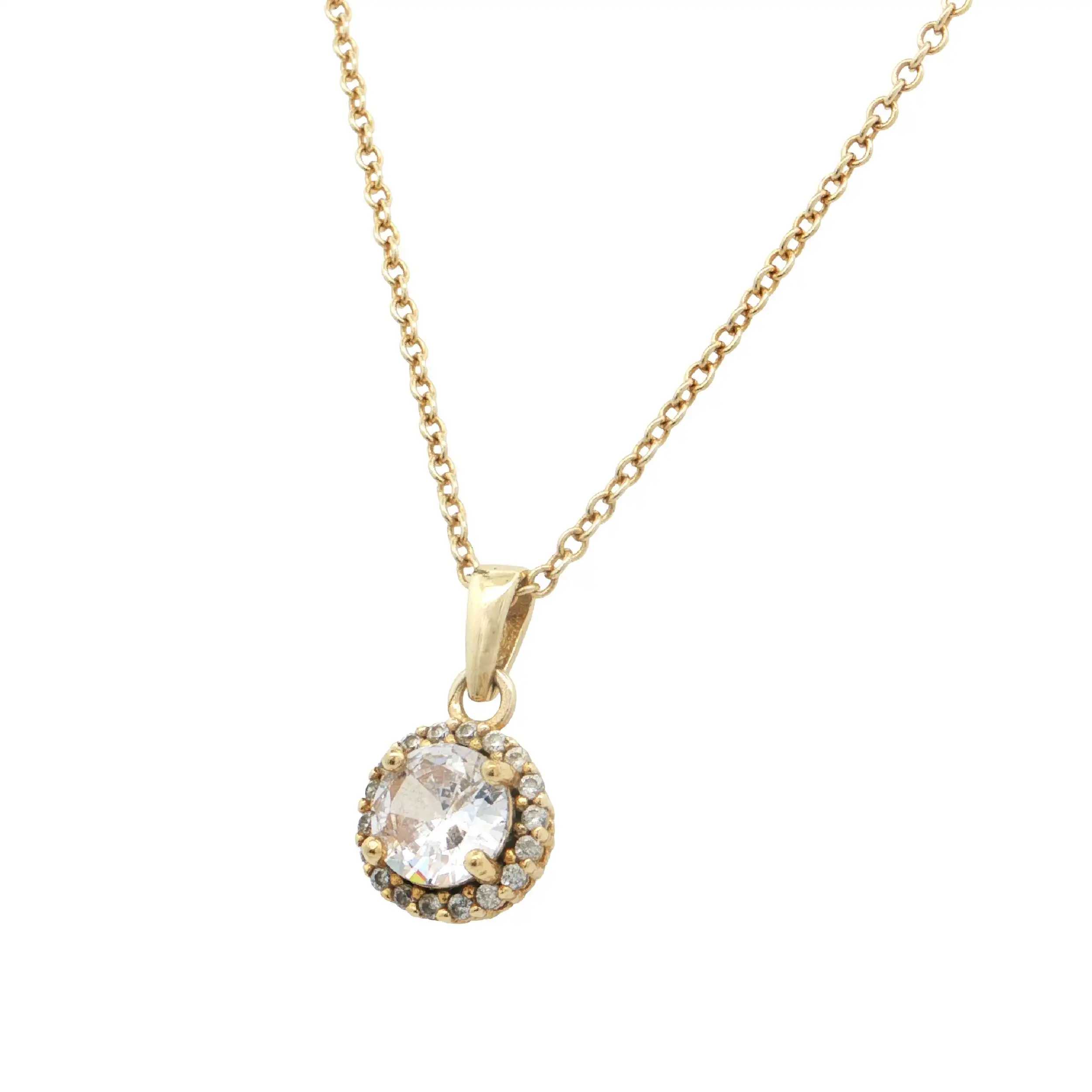 Kette Silber vergoldet mit Zirkonia Anhänger