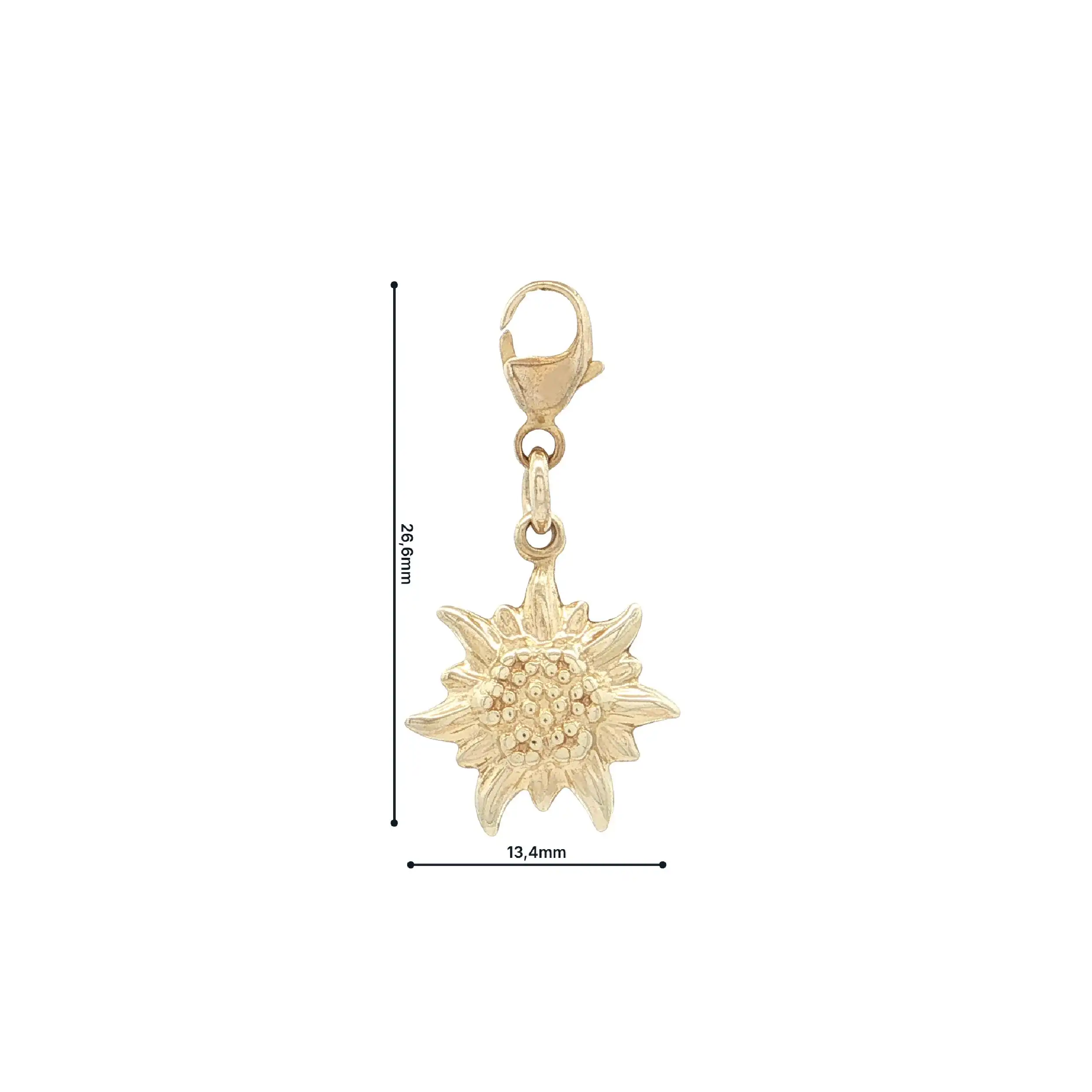 Anhänger / Charm mit Karabinerverschluss Gelbgold Edelweiß