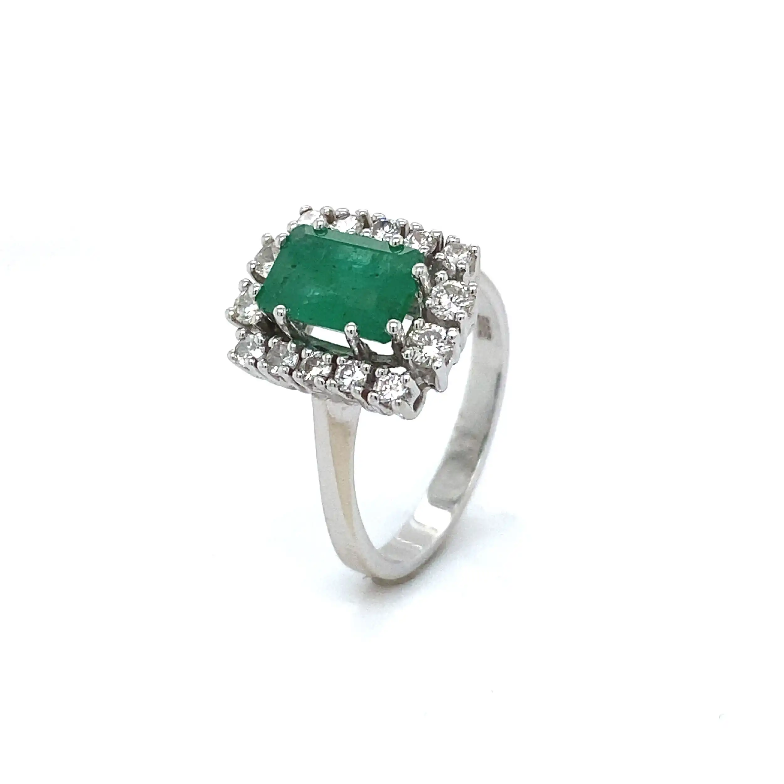 Ring Weißgold mit Smaragd und Brillanten Ring Weißgold mit Smaragd und Brillanten