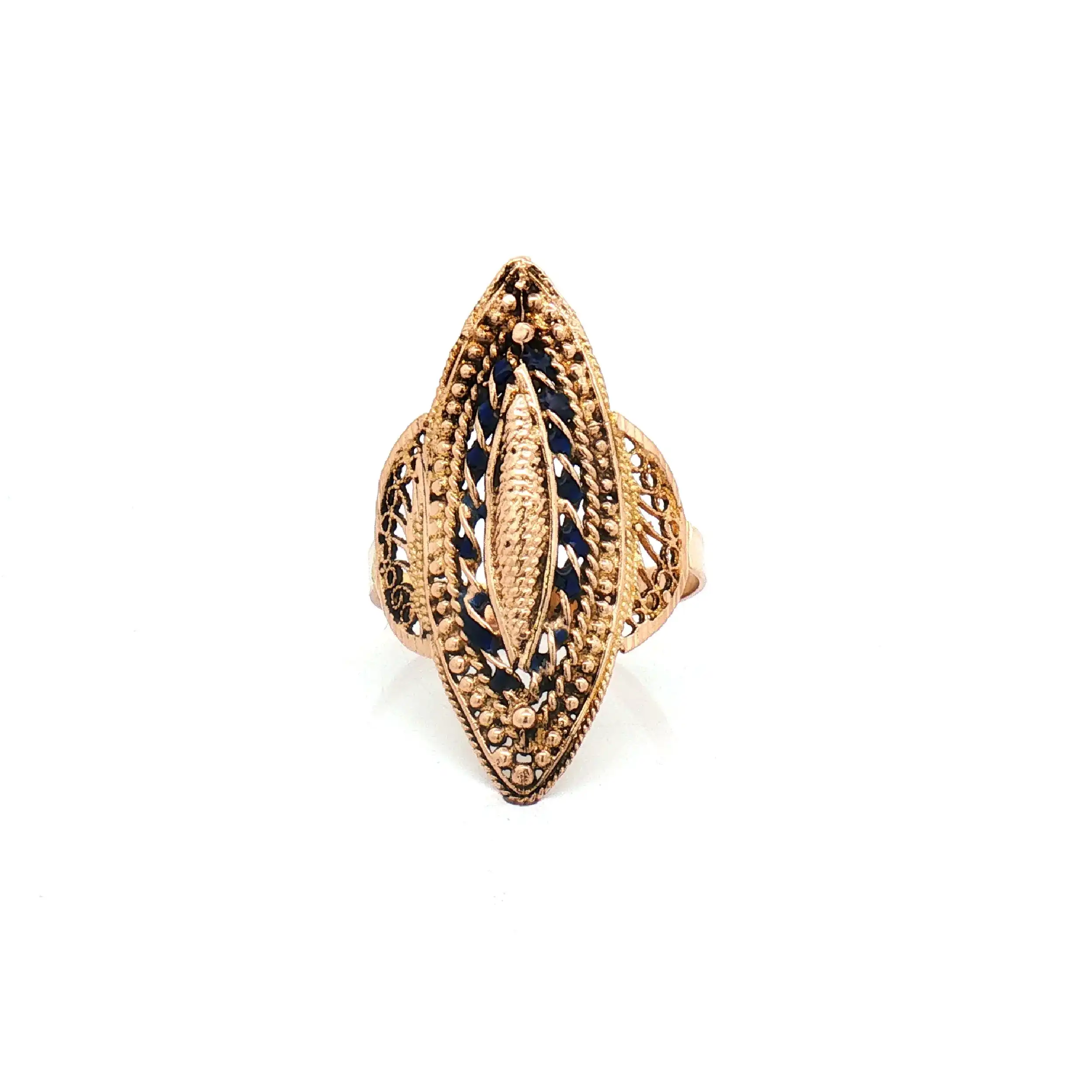 Ring Gelbgold mit blauer Auflage