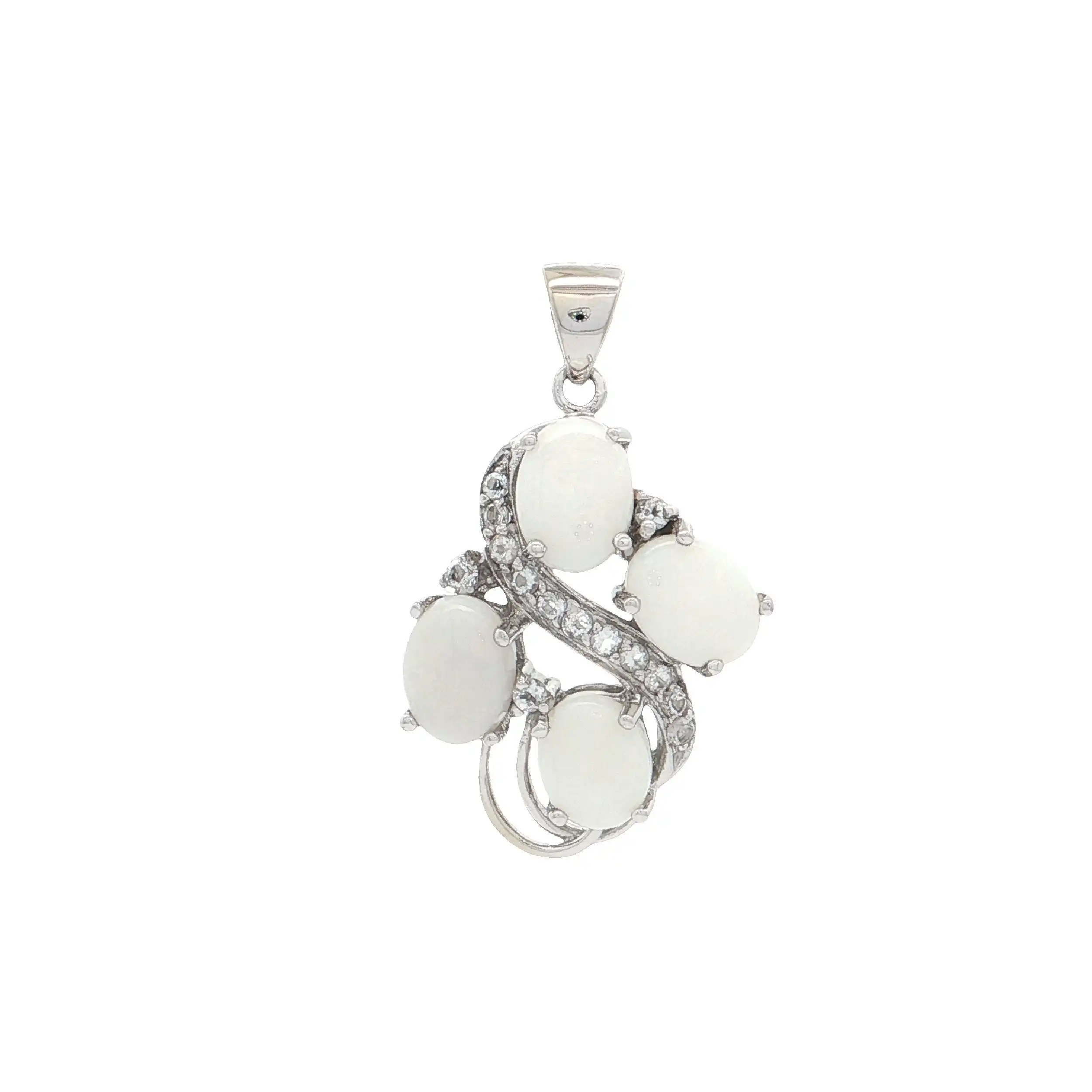 Anhänger Weißgold mit Opal und weißem Topas Anhänger Weißgold mit Opal und weißem Topas
