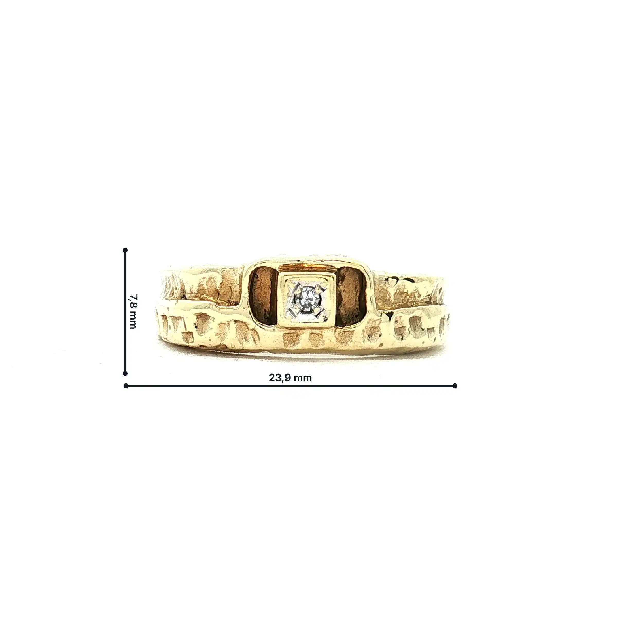 Ring Gelbgold gehämmert mit Diamant Ring Gelbgold gehämmert mit Diamant