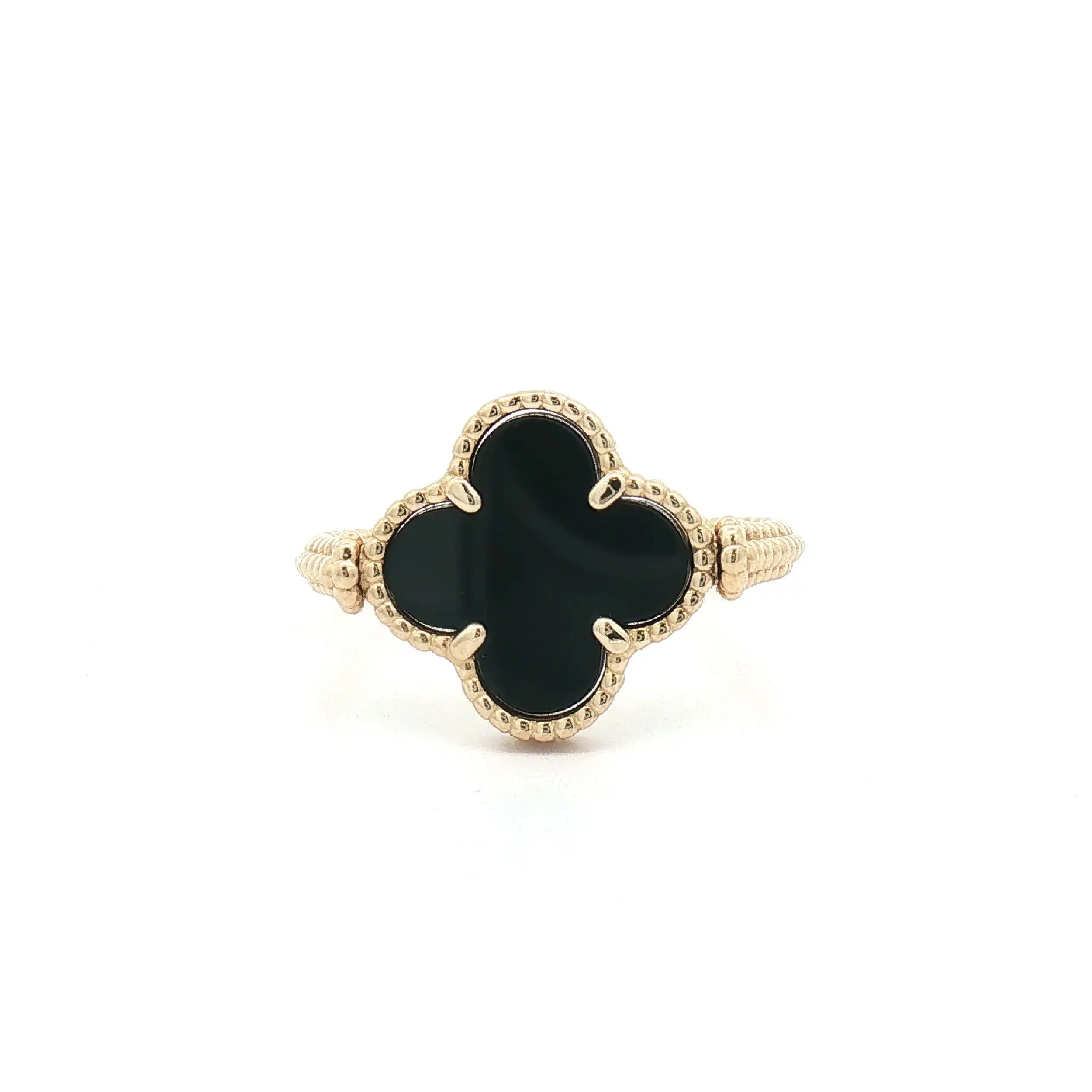 Ring Gelbgold Blume Wendemodell Onyx