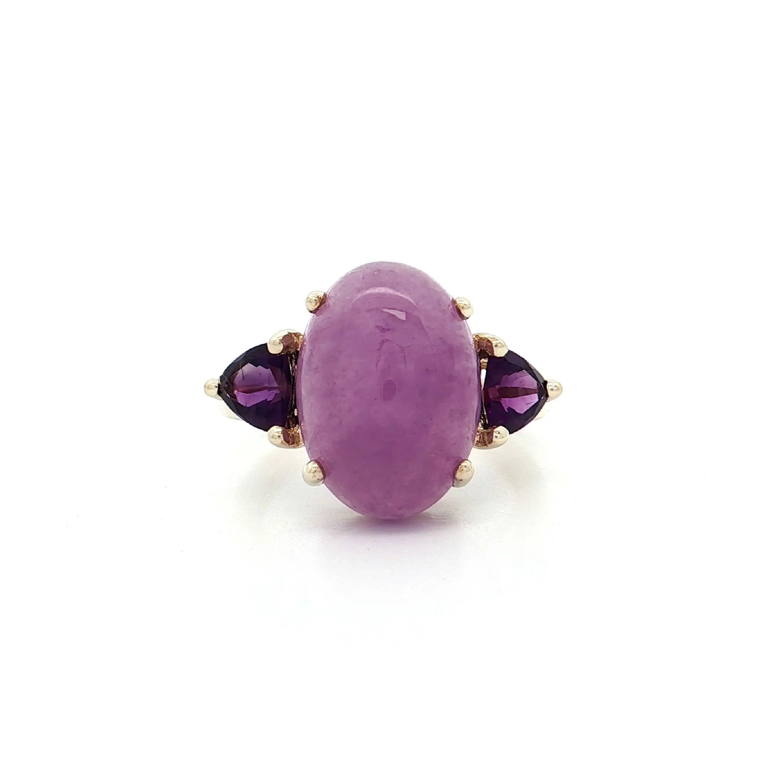 Ring Gelbgold mit lila Jade Cabochon und Amethyst Ring Gelbgold mit lila Jade Cabochon und Amethyst