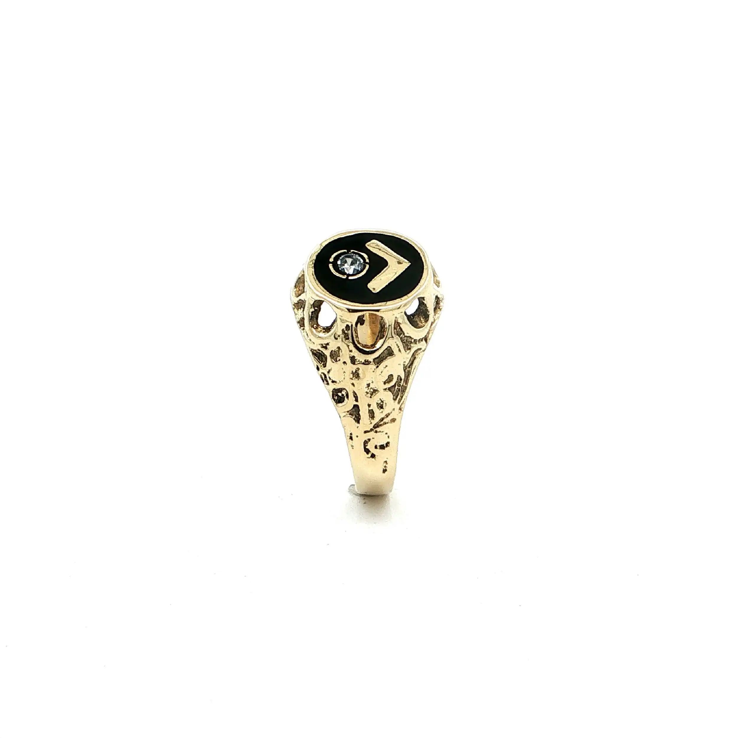 Ring Gelbgold mit schwarzem Lack & Zirkonia