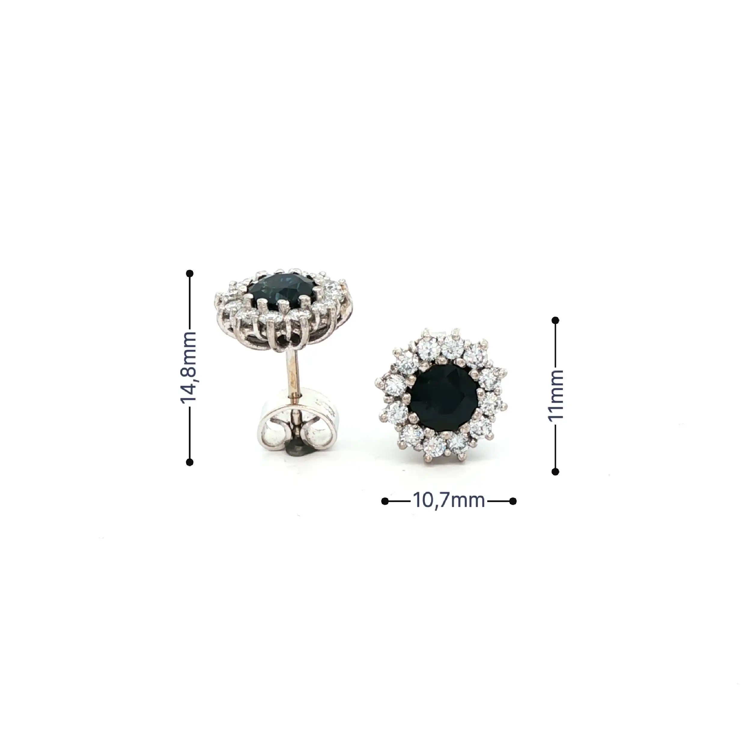 Ohrstecker Weißgold mit Brillanten und blauen Farbsteinen Ohrstecker Weißgold mit Brillanten und blauen Farbsteinen