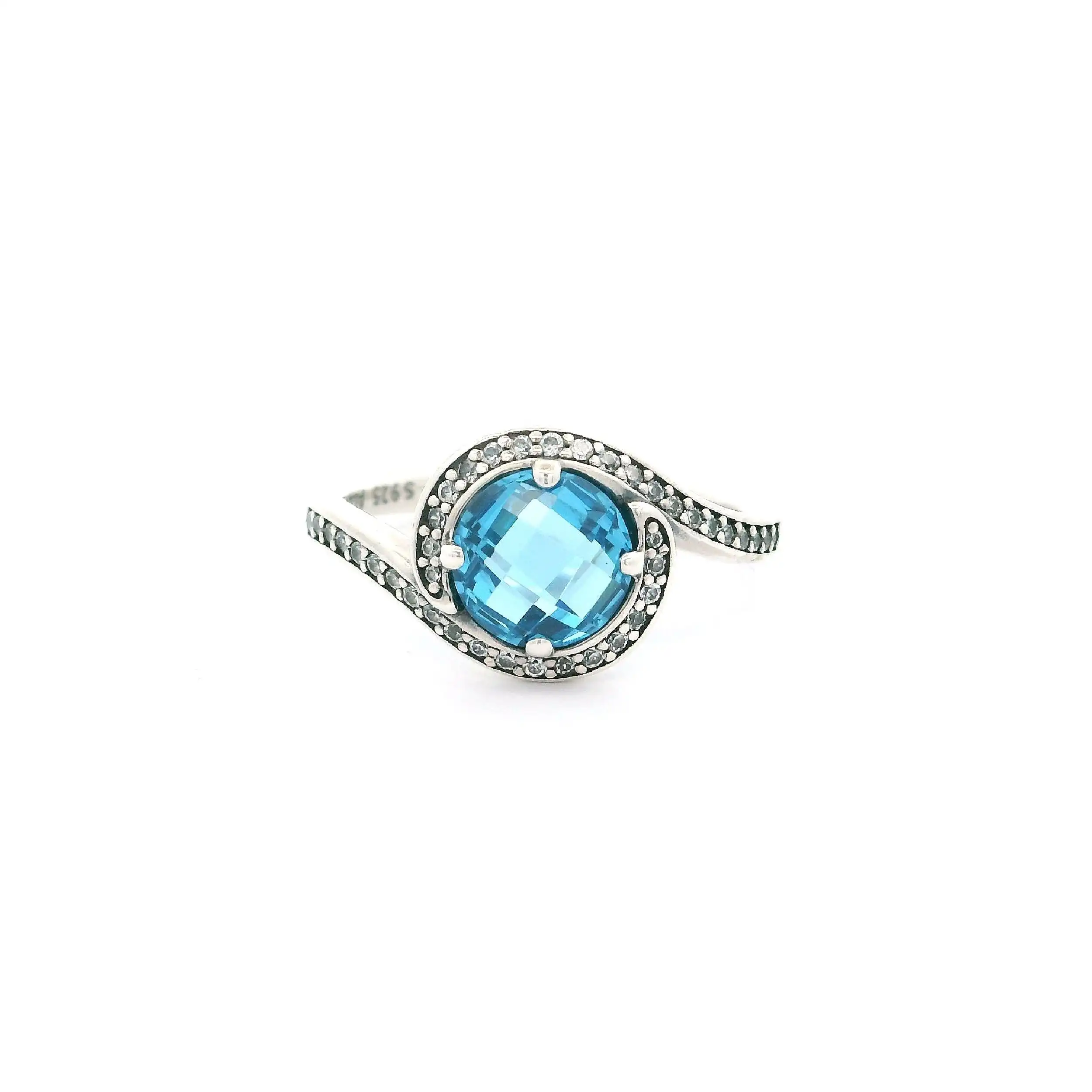 Silberring Pandora mit blauem Farbstein & Zirkonia