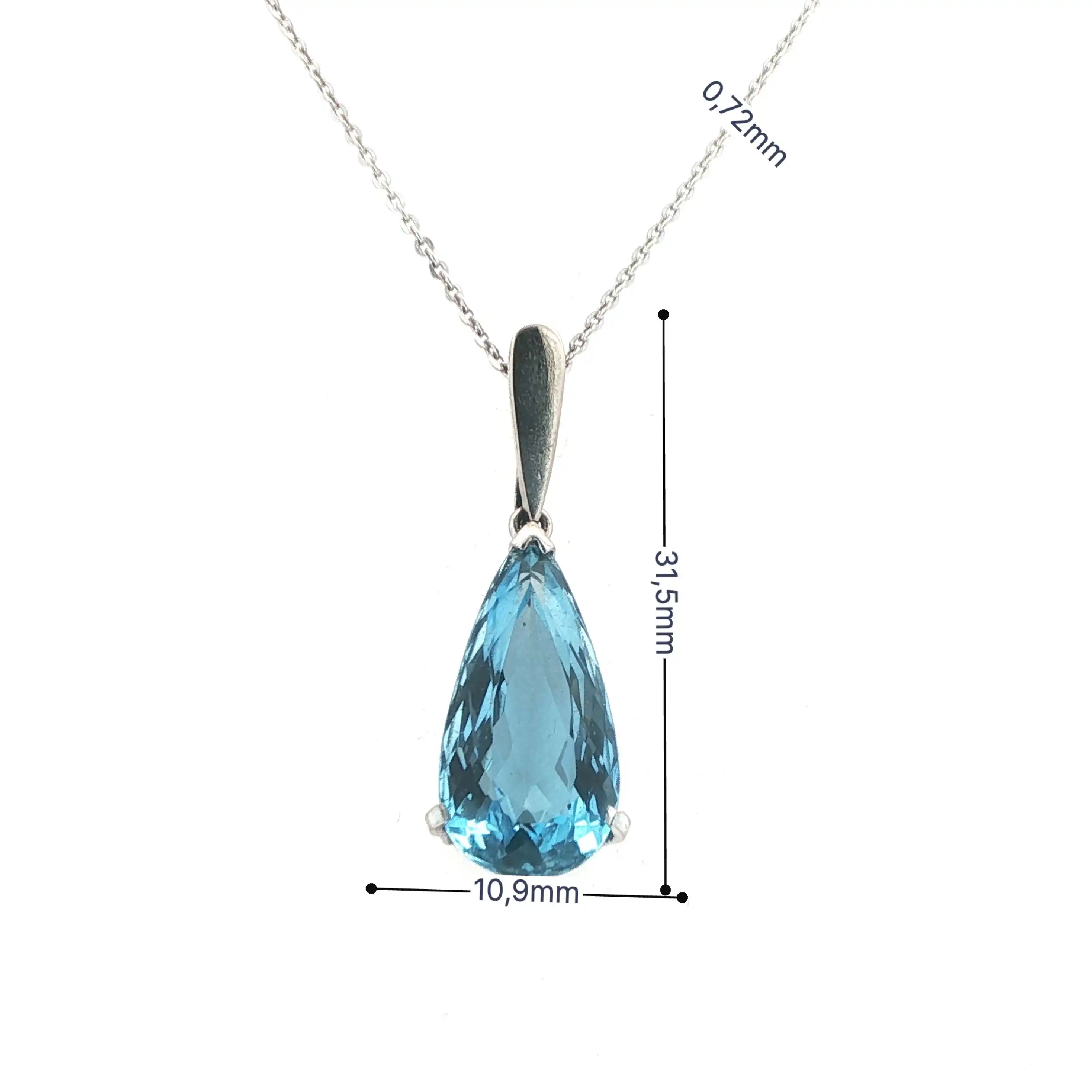 Ankerkette Weißgold mit Anhänger blauen Farbstein Ankerkette Weißgold mit Anhänger blauen Farbstein