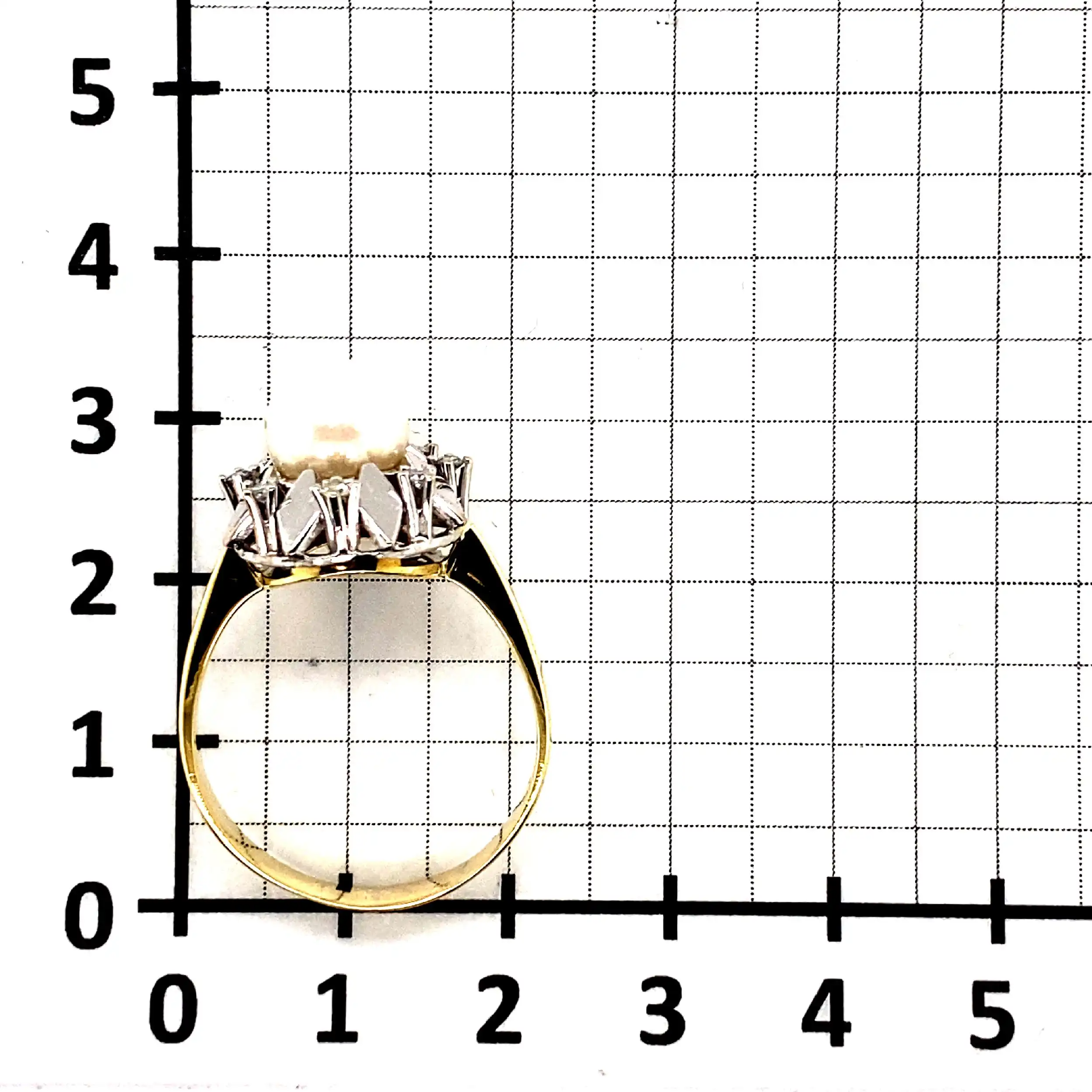 Ring Bicolor mit Perle und Diamanten