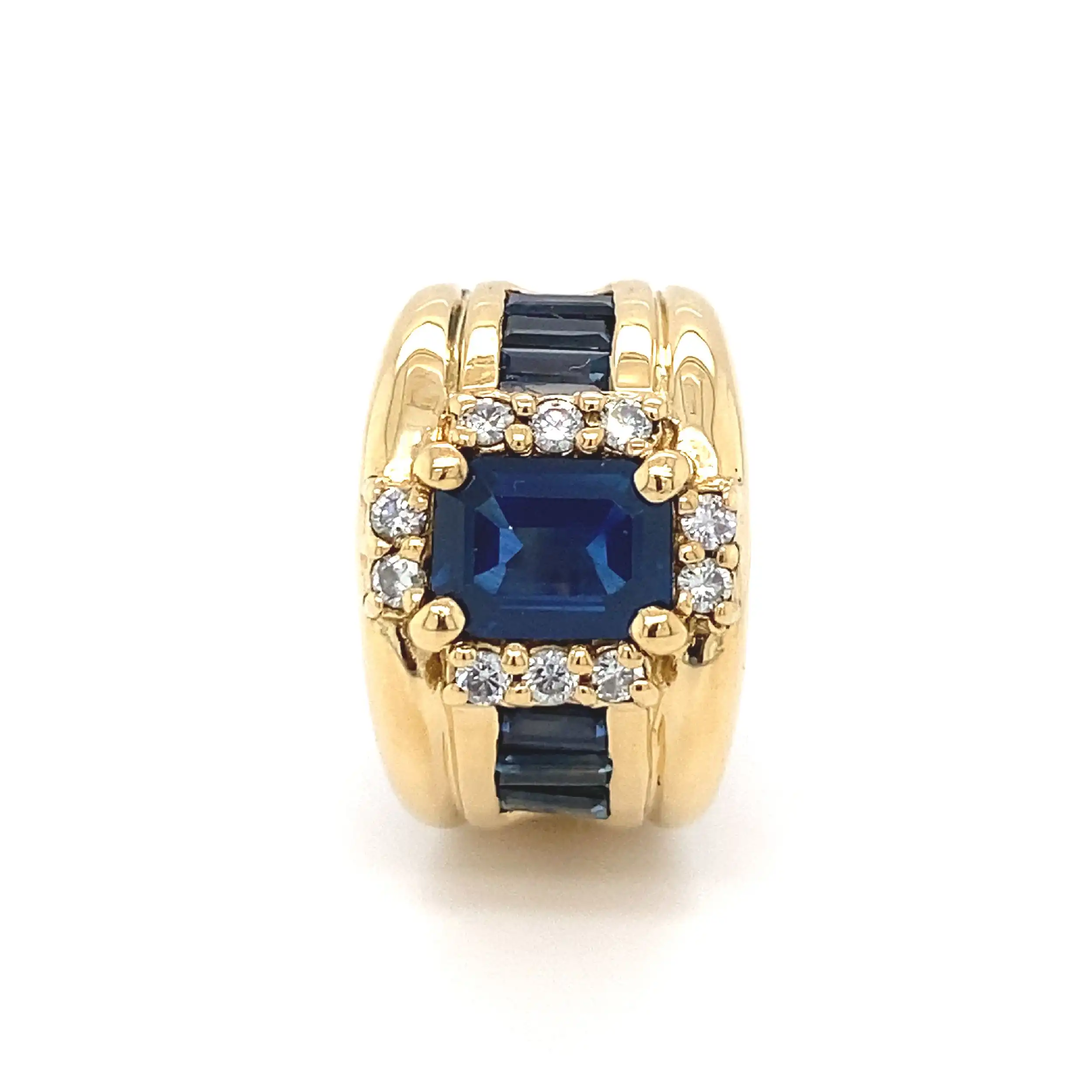 Ring Gelbgold mit Saphiren und Brillanten, mit Expertise von EPL