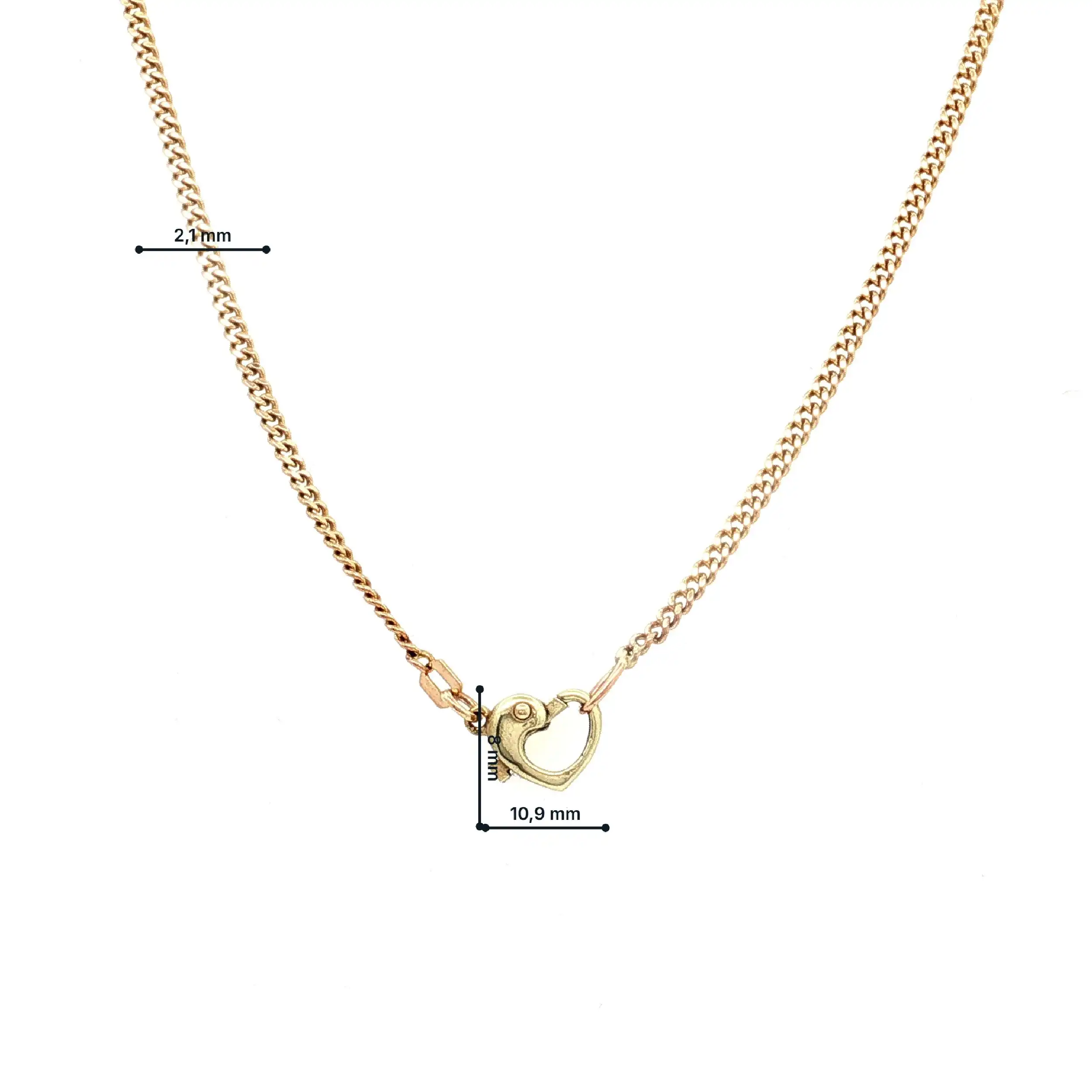 Panzerkette Gelbgold mit Herzverschluss