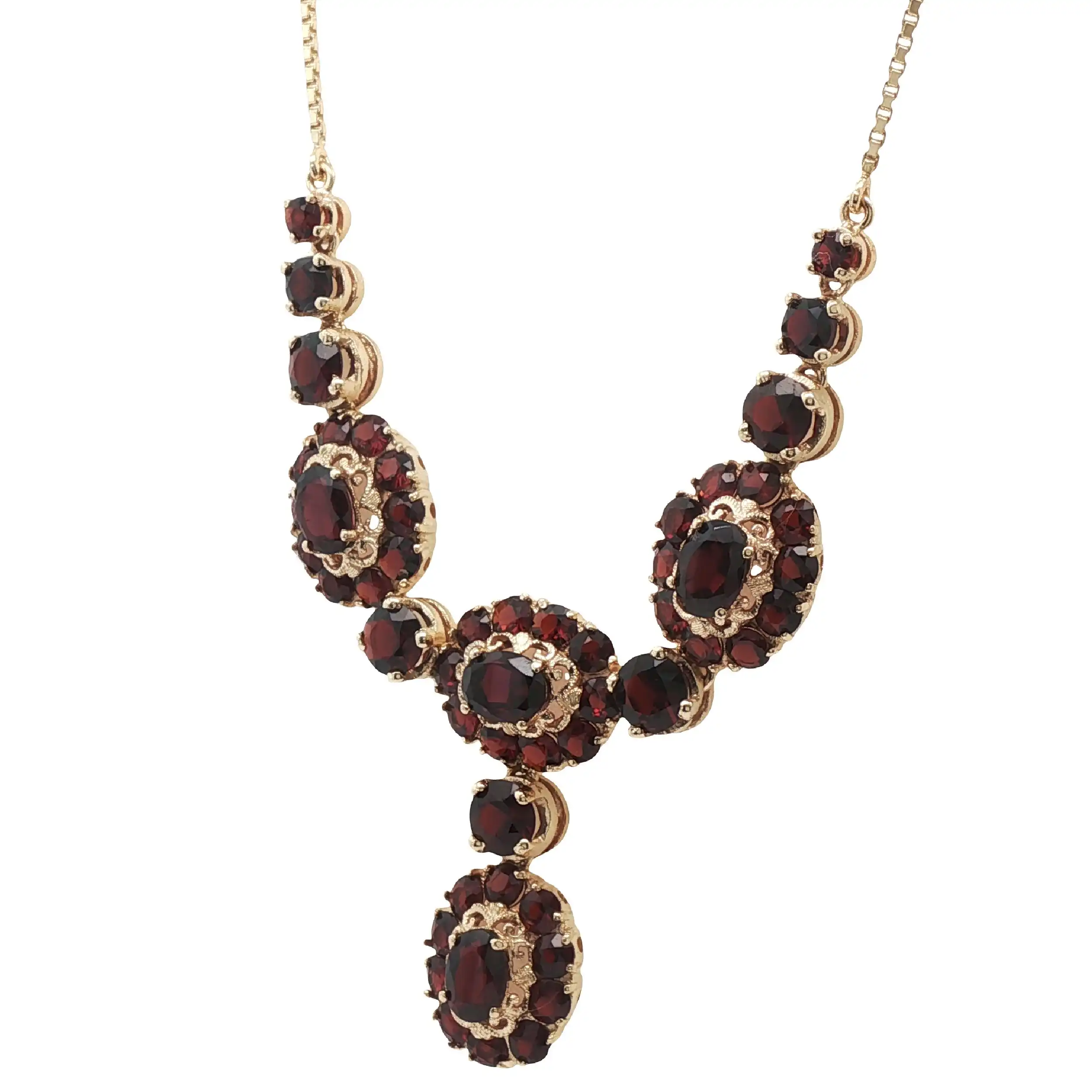 Collier Gelbgold mit Granat Collier Gelbgold mit Granat