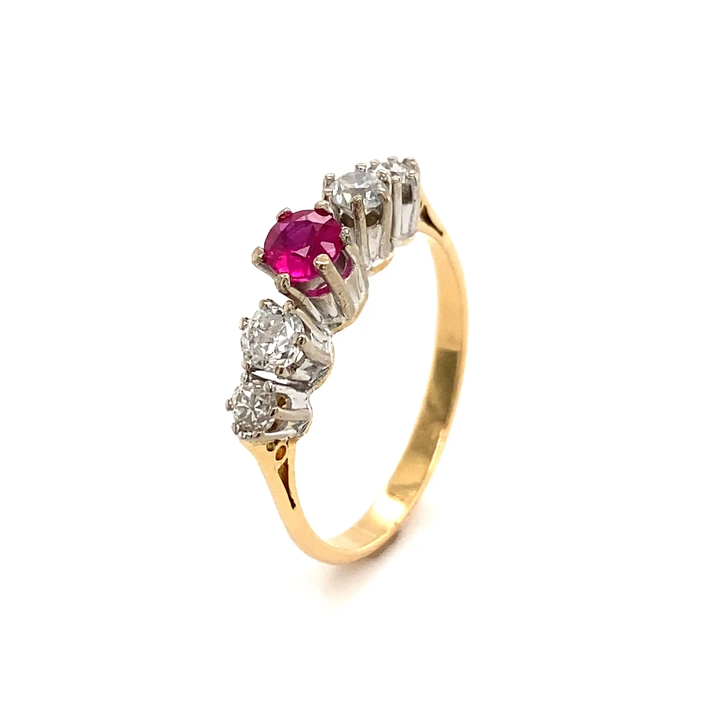 Ring Bicolor mit Rubin & Brillanten