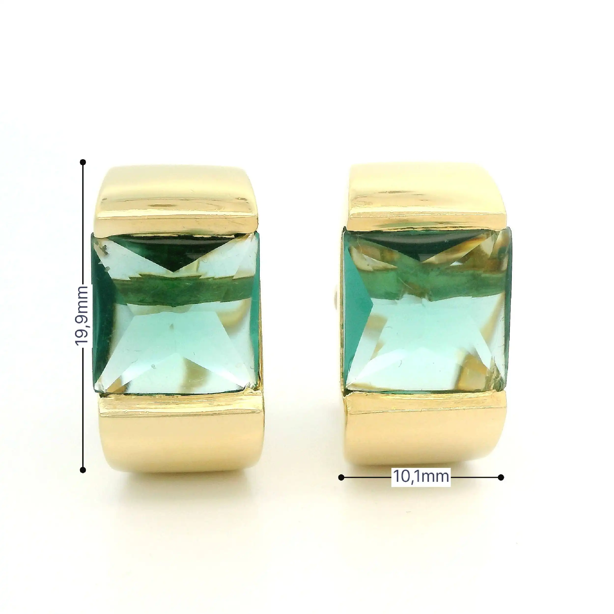 Ohrclips Gelbgold mit grünem Farbstein Ohrclips Gelbgold mit grünem Farbstein