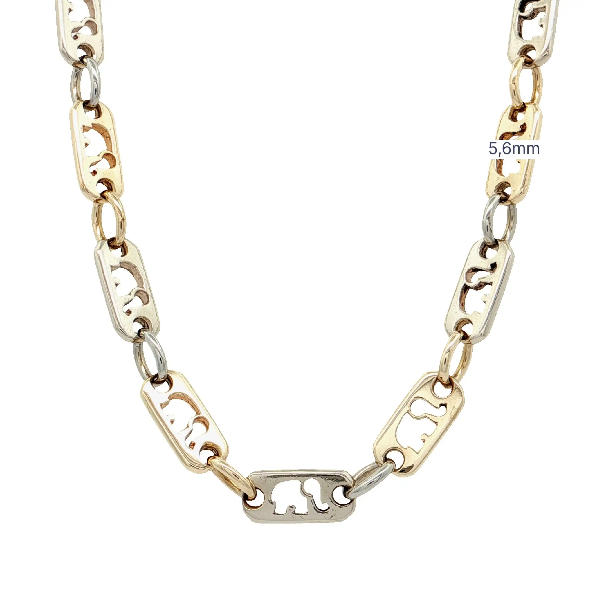 Plattenkette Bicolor "Elefanten'' mit Diamanten am Verschluss