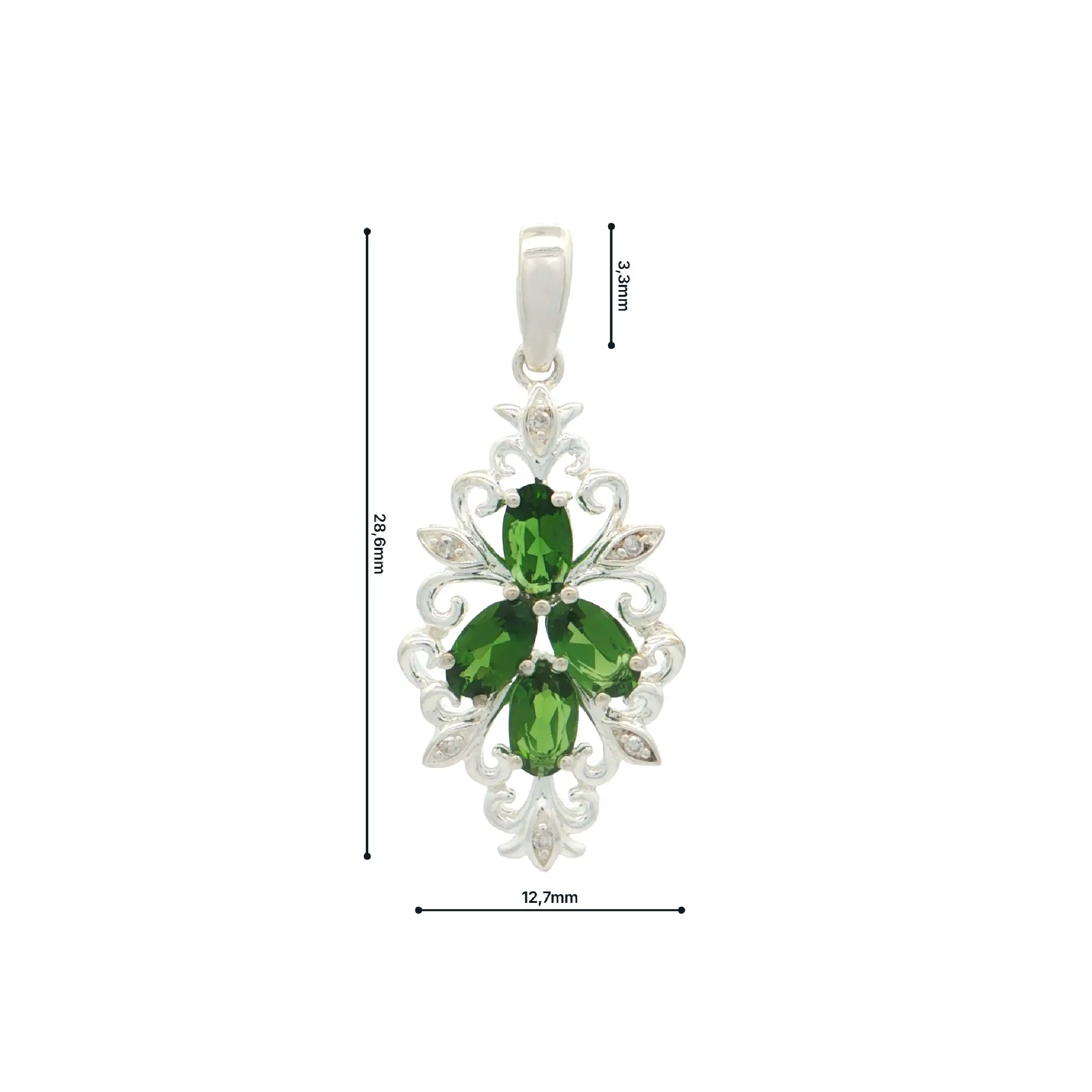 Silberanhänger mit Peridot und Diamanten Silberanhänger mit Peridot und Diamanten
