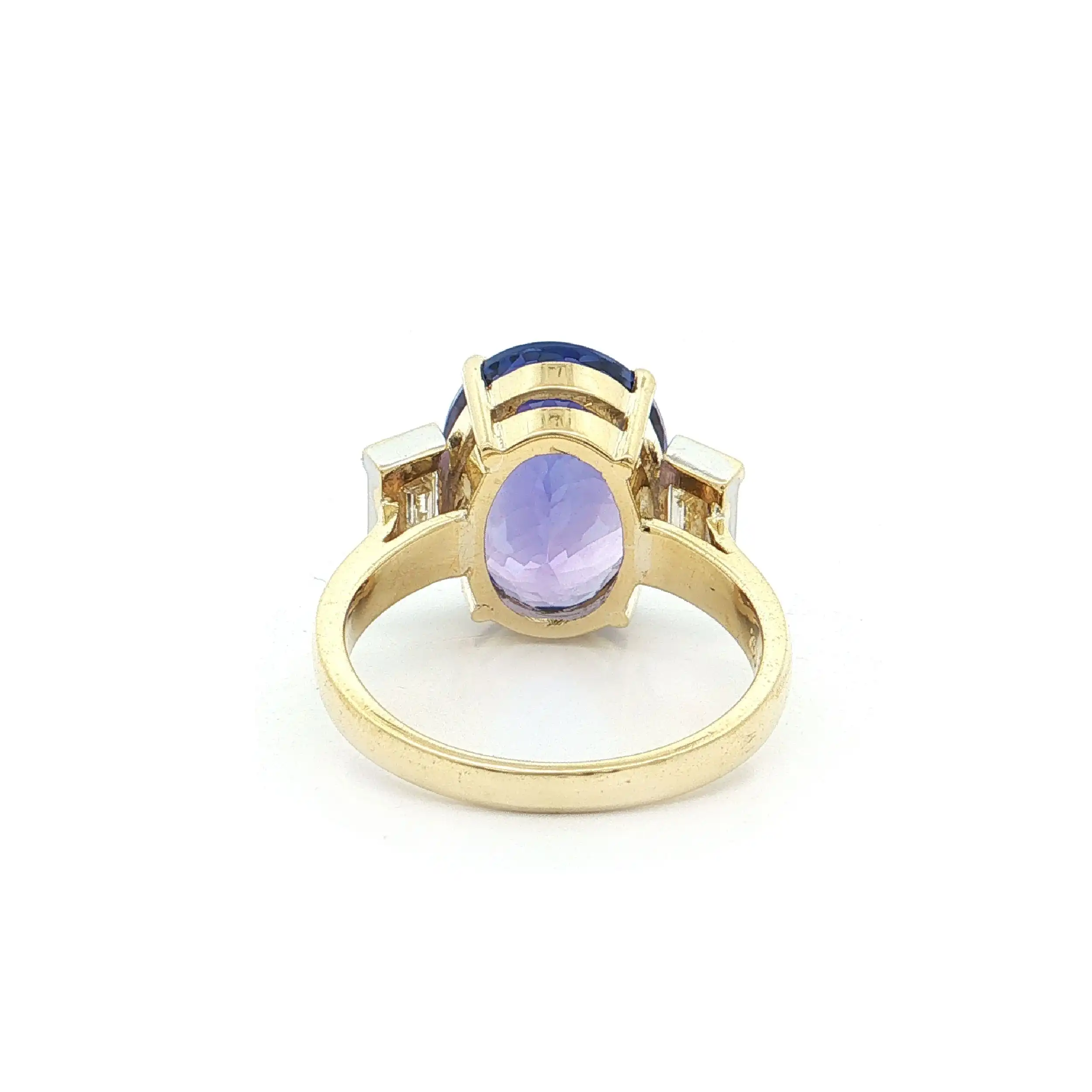 Ring Bicolor mit Tansanit und Baguette Diamanten mit Expertise von DSEF