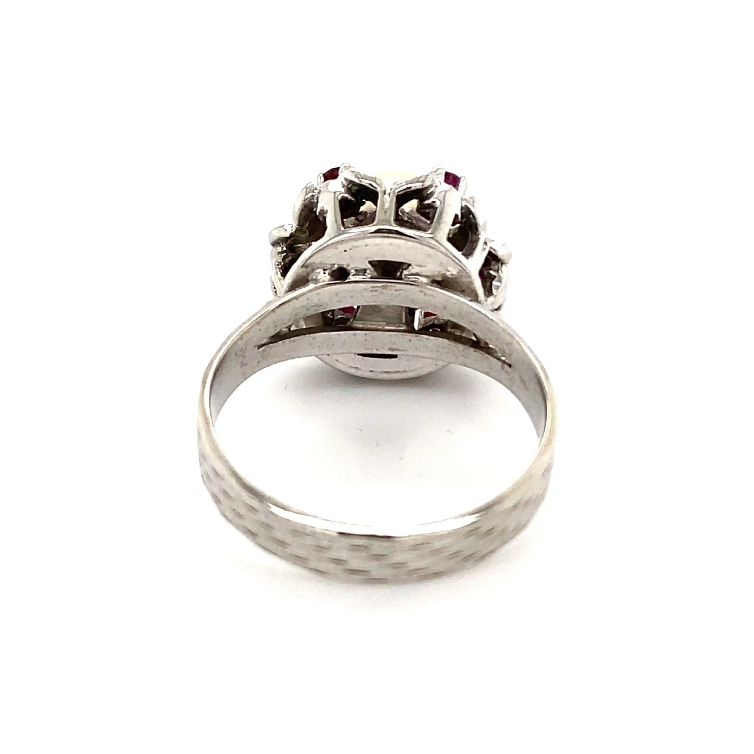 Ring Weißgold mit Perle & Rubine Ring Weißgold mit Perle & Rubine