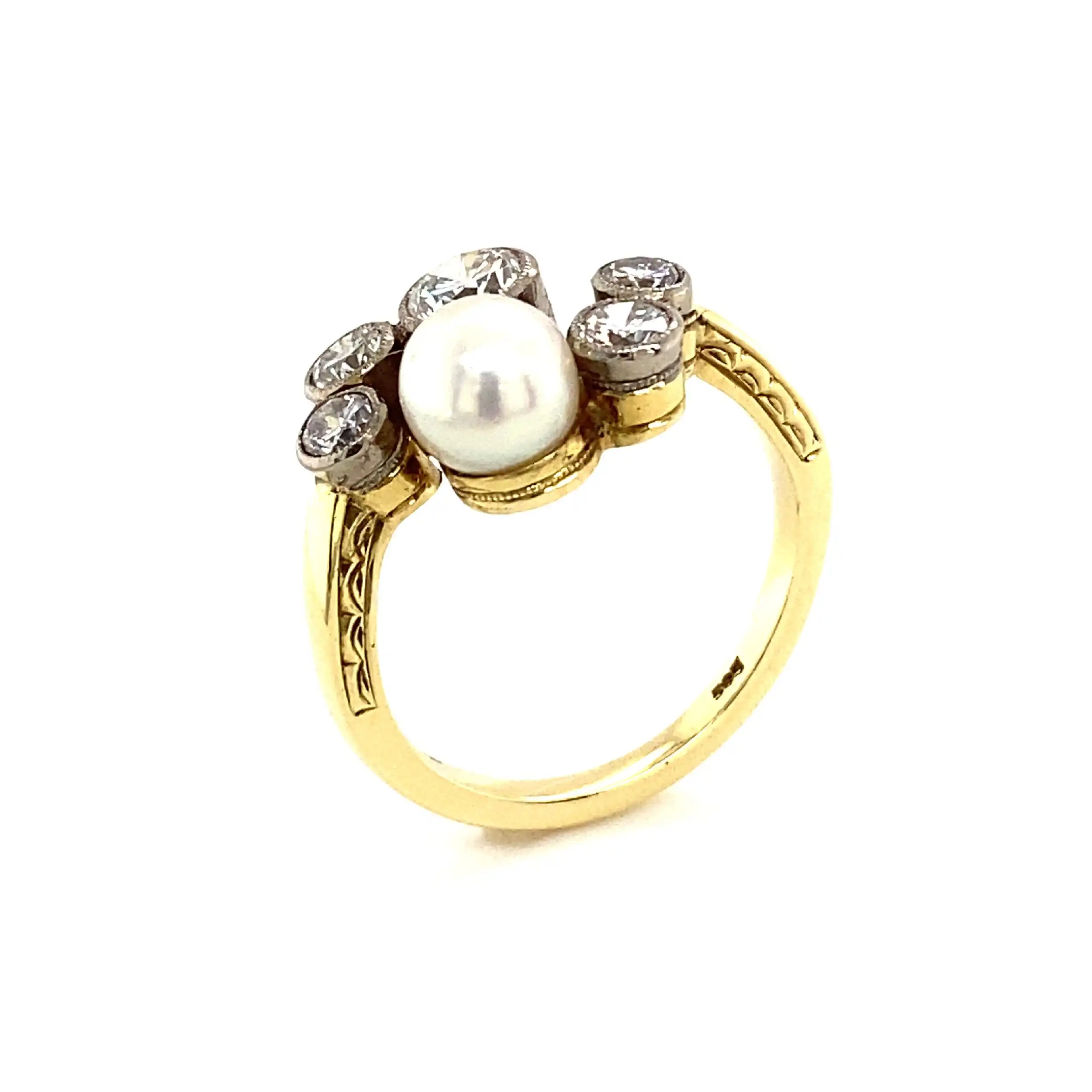 Ring Bicolor mit Perle & Brillanten