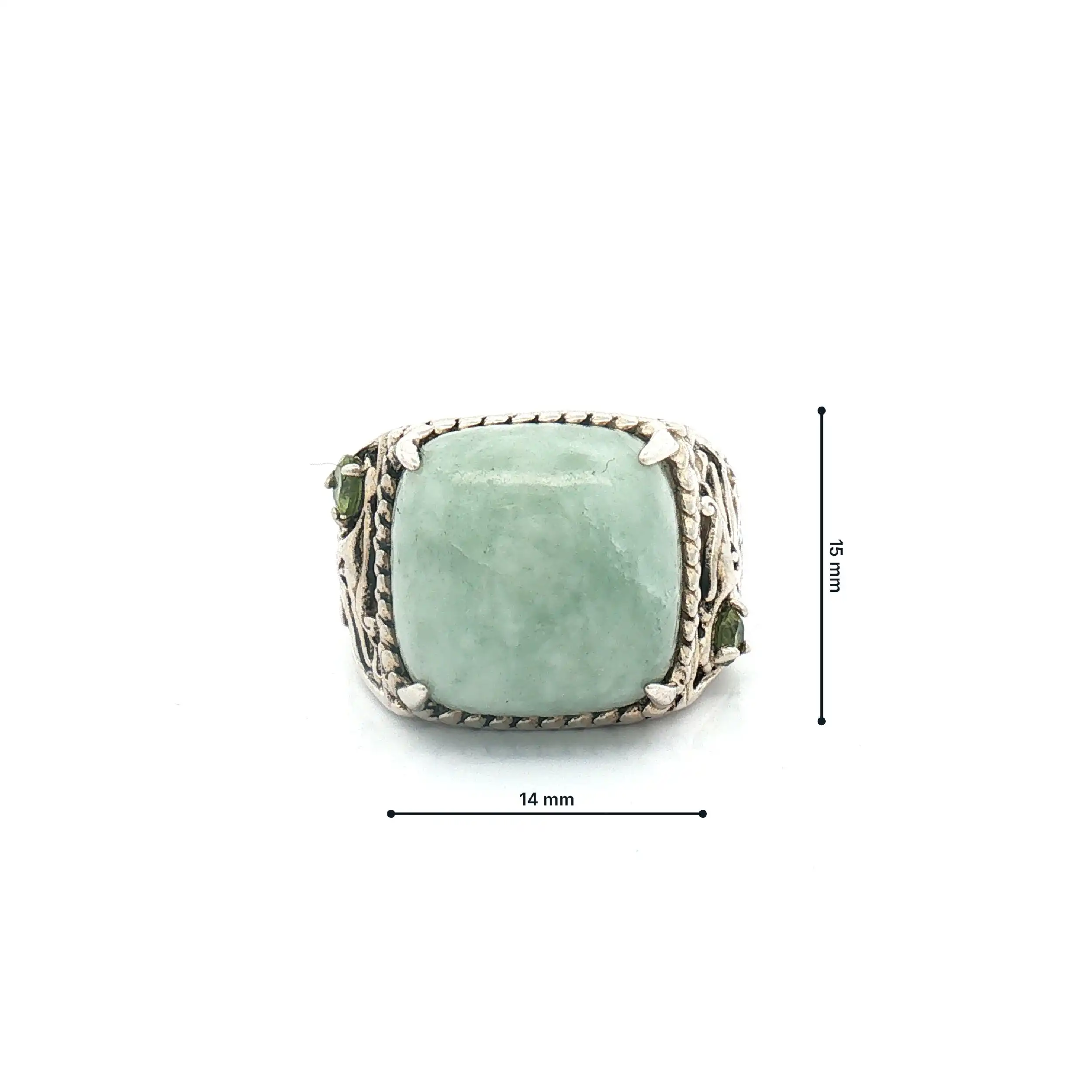 Silberring mit grünem Farbstein