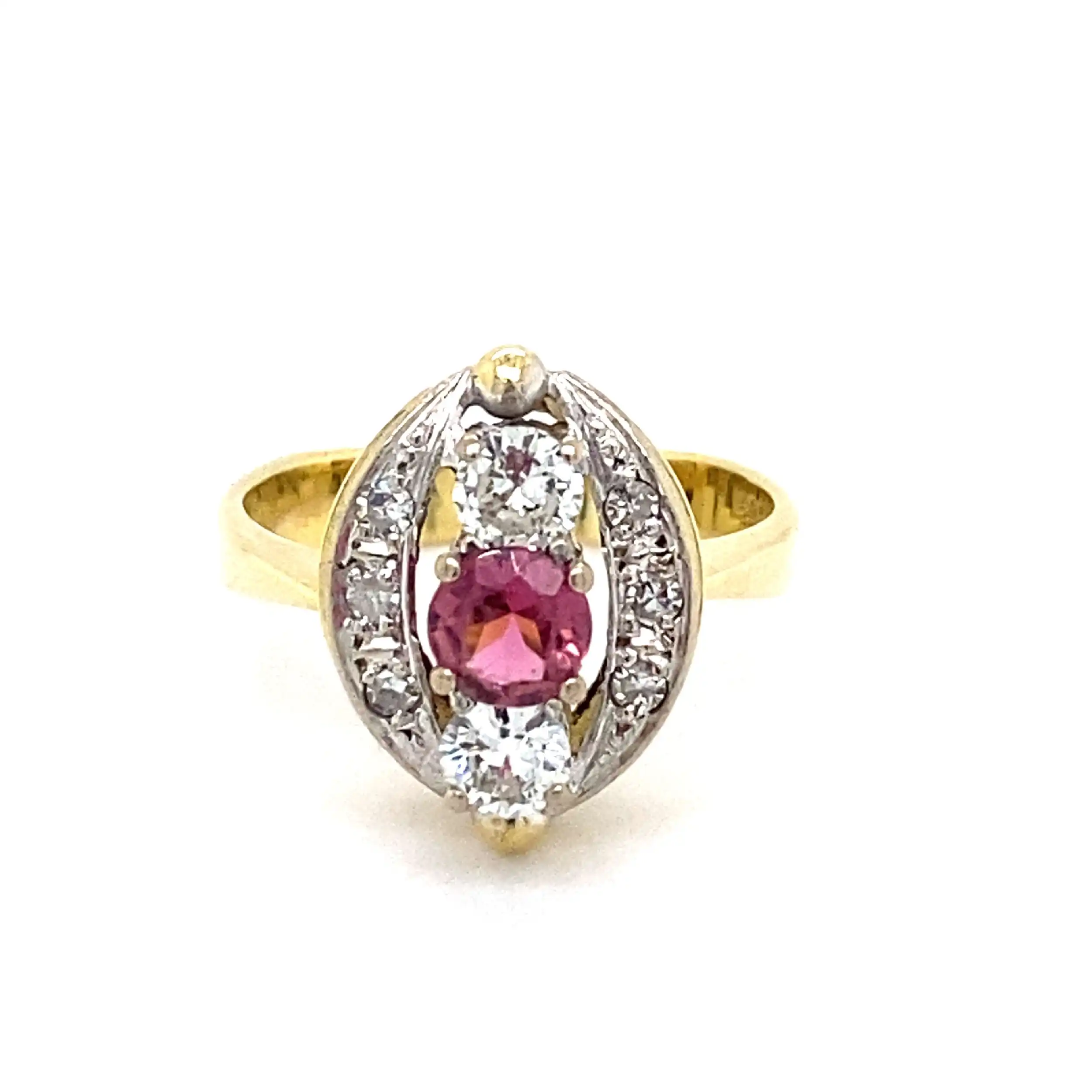 Ring Bicolor mit Turmalin, Brillanten und Diamanten Ring Bicolor mit Turmalin, Brillanten und Diamanten
