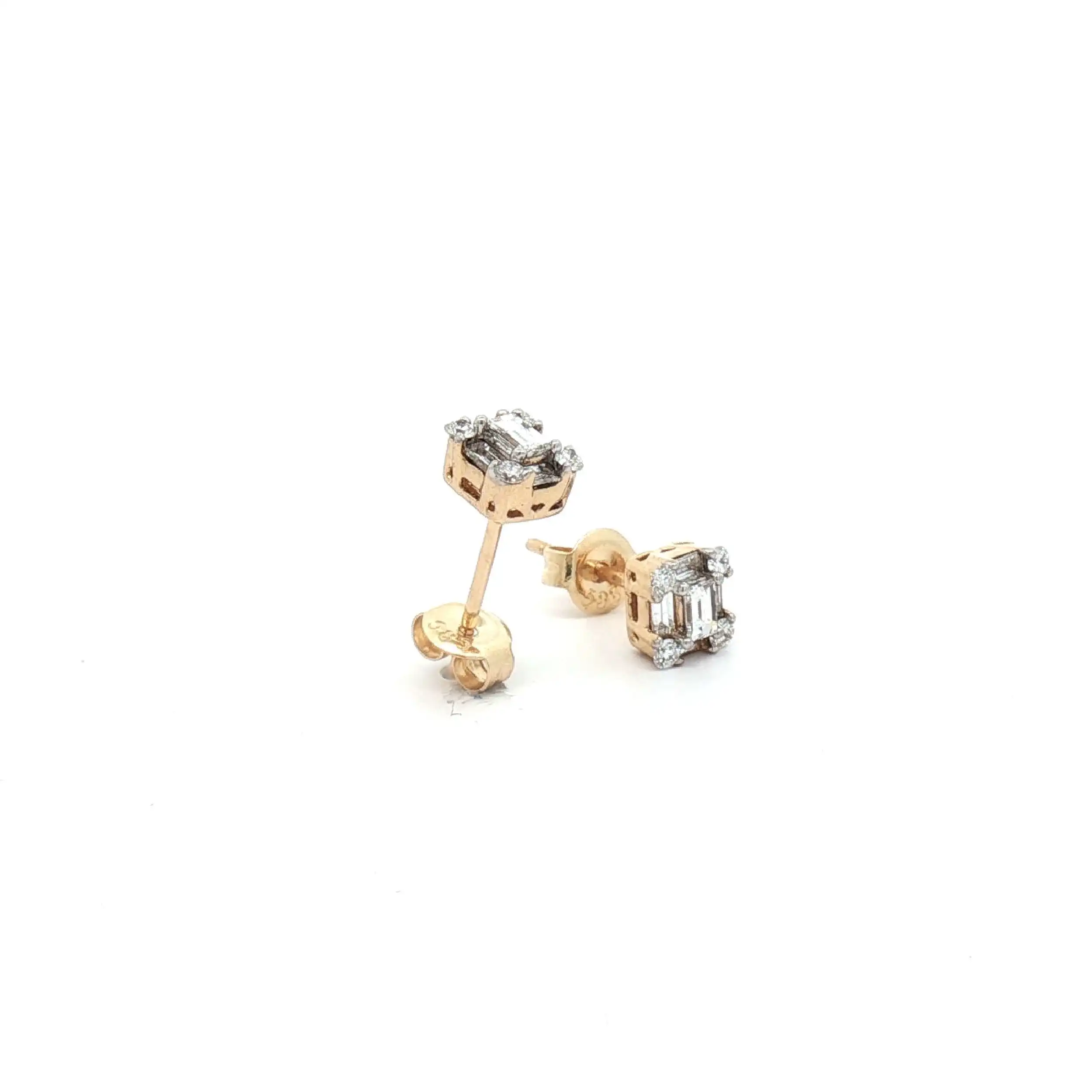 Ohrstecker Bicolor mit Diamanten im Smaragdschliff und Brillanten Ohrstecker Bicolor mit Diamanten im Smaragdschliff und Brillanten