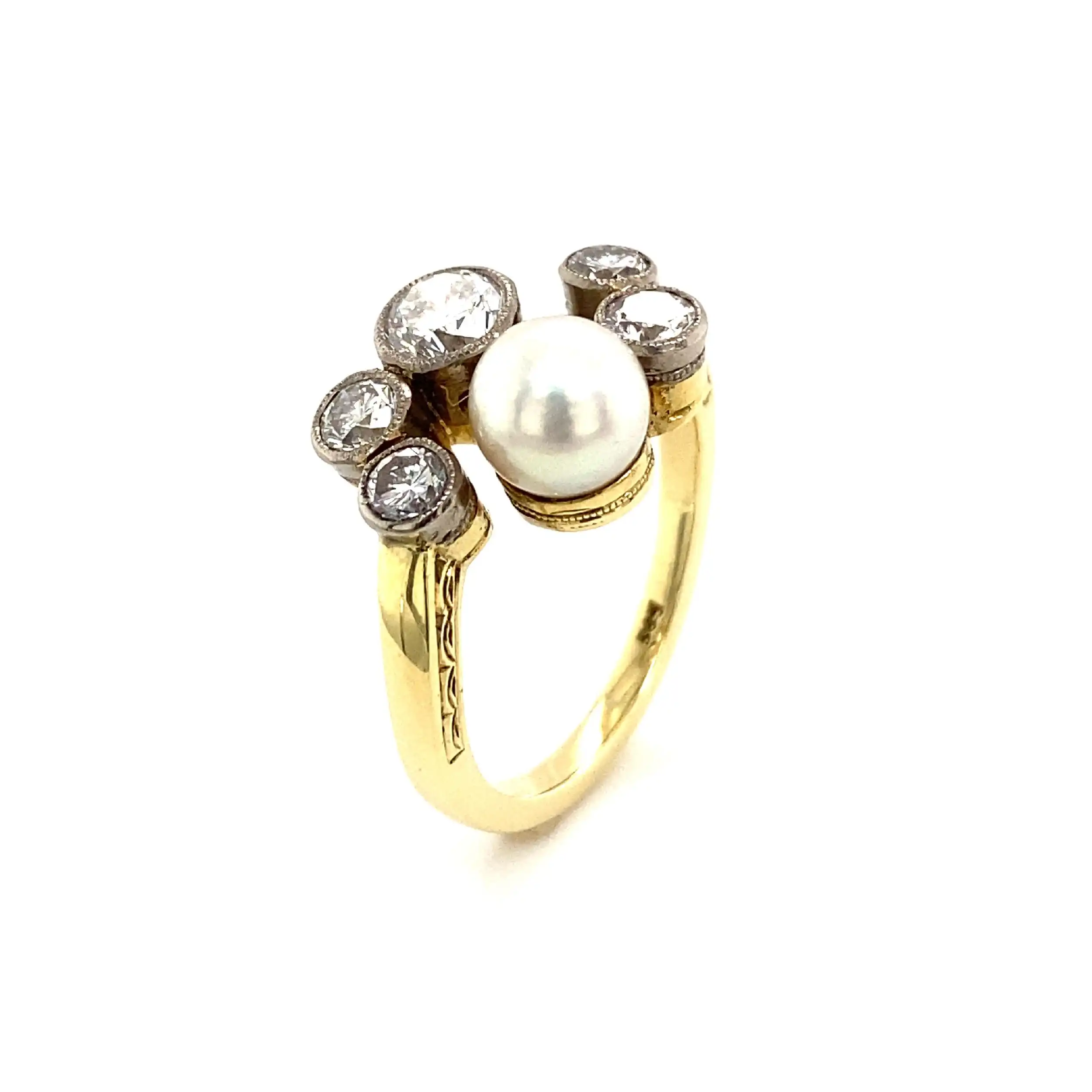 Ring Bicolor mit Perle & Brillanten Ring Bicolor mit Perle & Brillanten