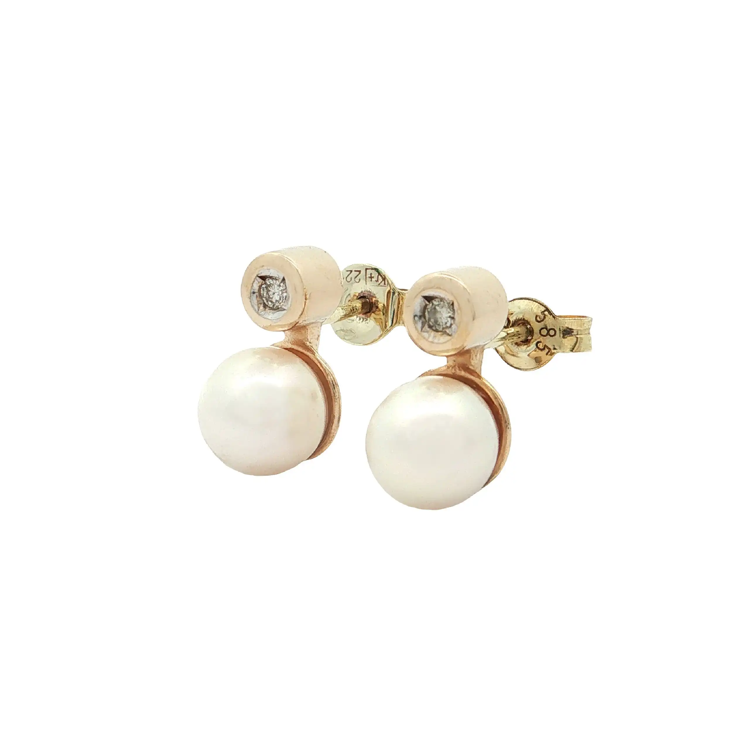 Ohrstecker Gelbgold mit Perle und Diamanten Ohrstecker Gelbgold mit Perle und Diamanten