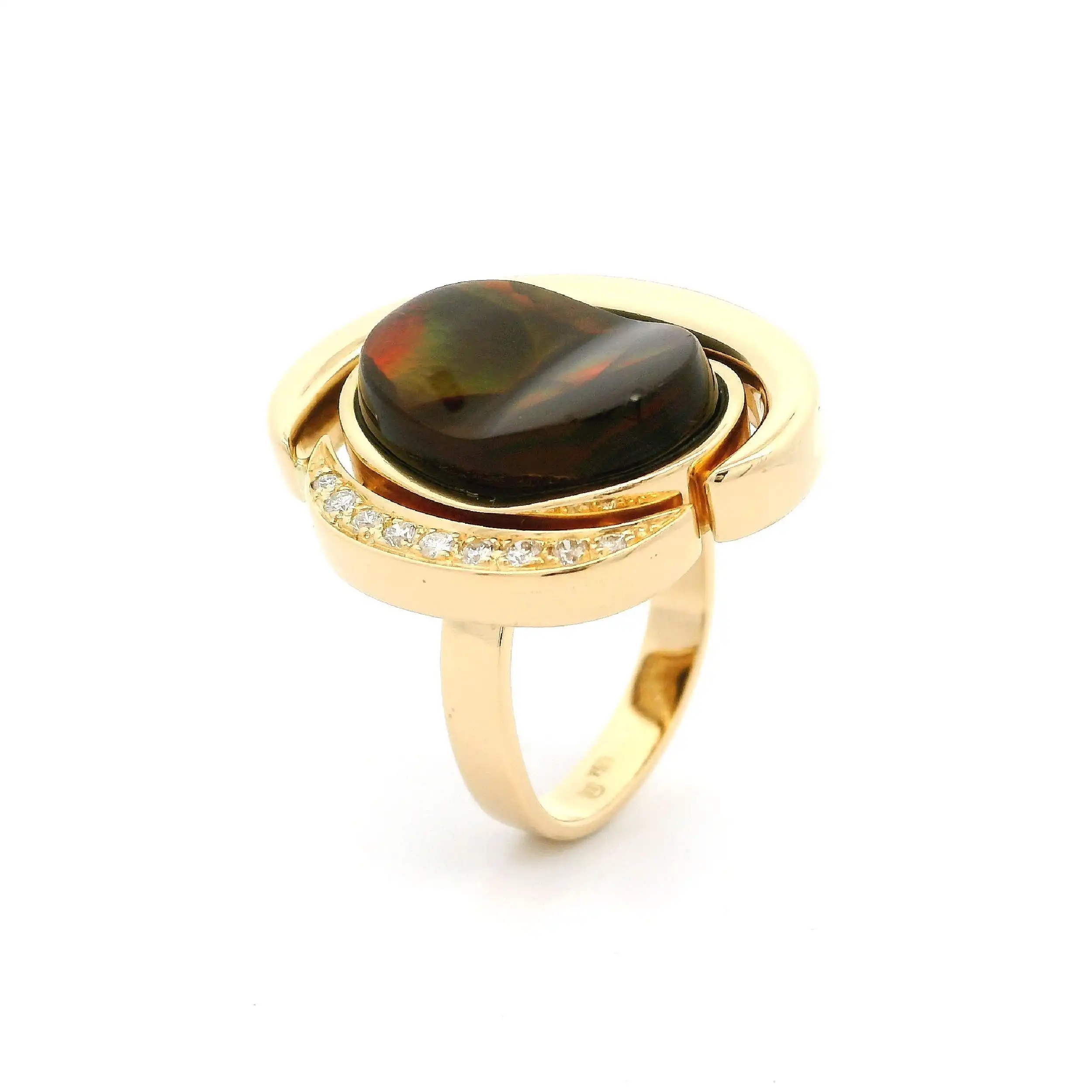 Ring Gelbgold mit braunem Farbstein & Brillanten Ring Gelbgold mit braunem Farbstein & Brillanten