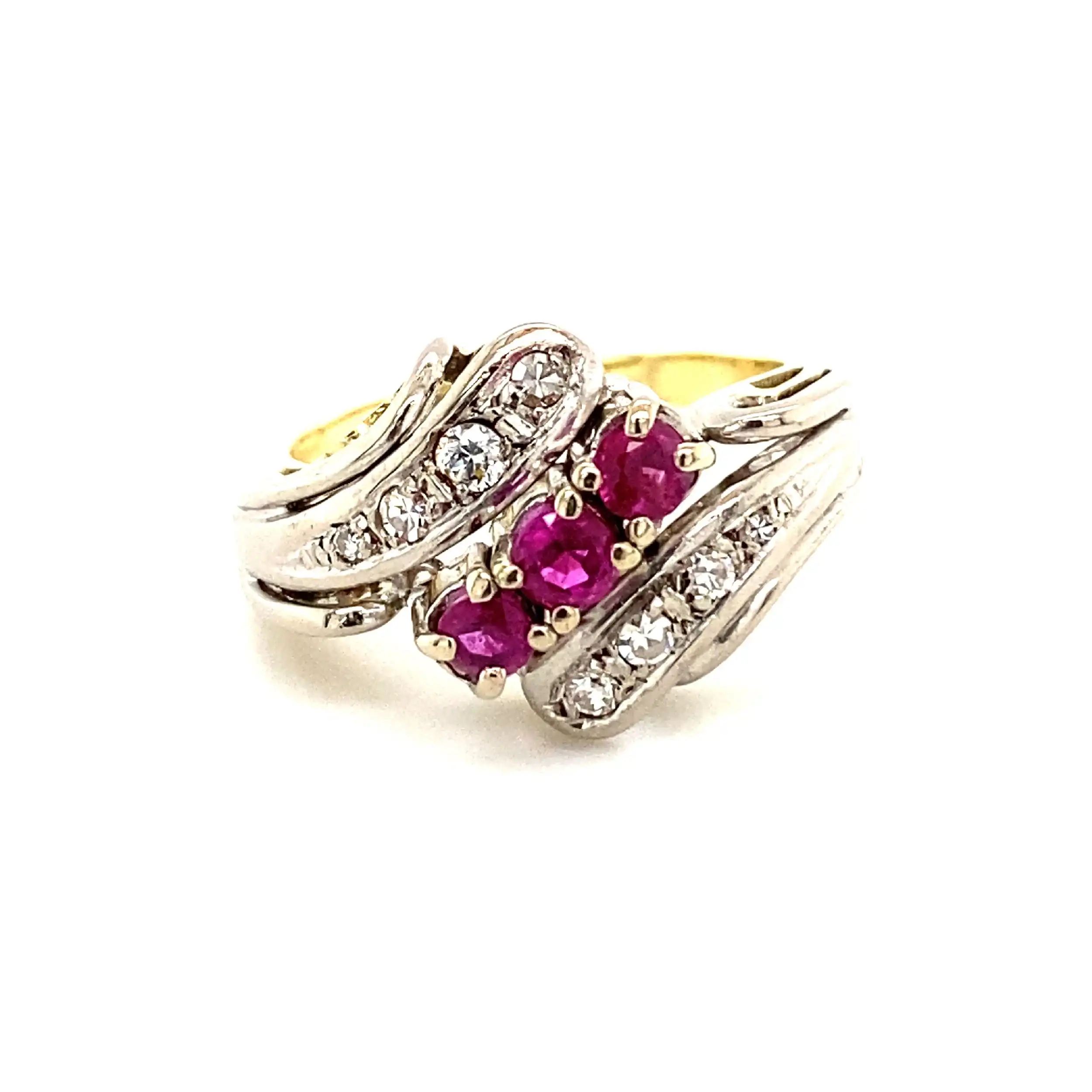 Ring Bicolor mit Rubine & Diamanten