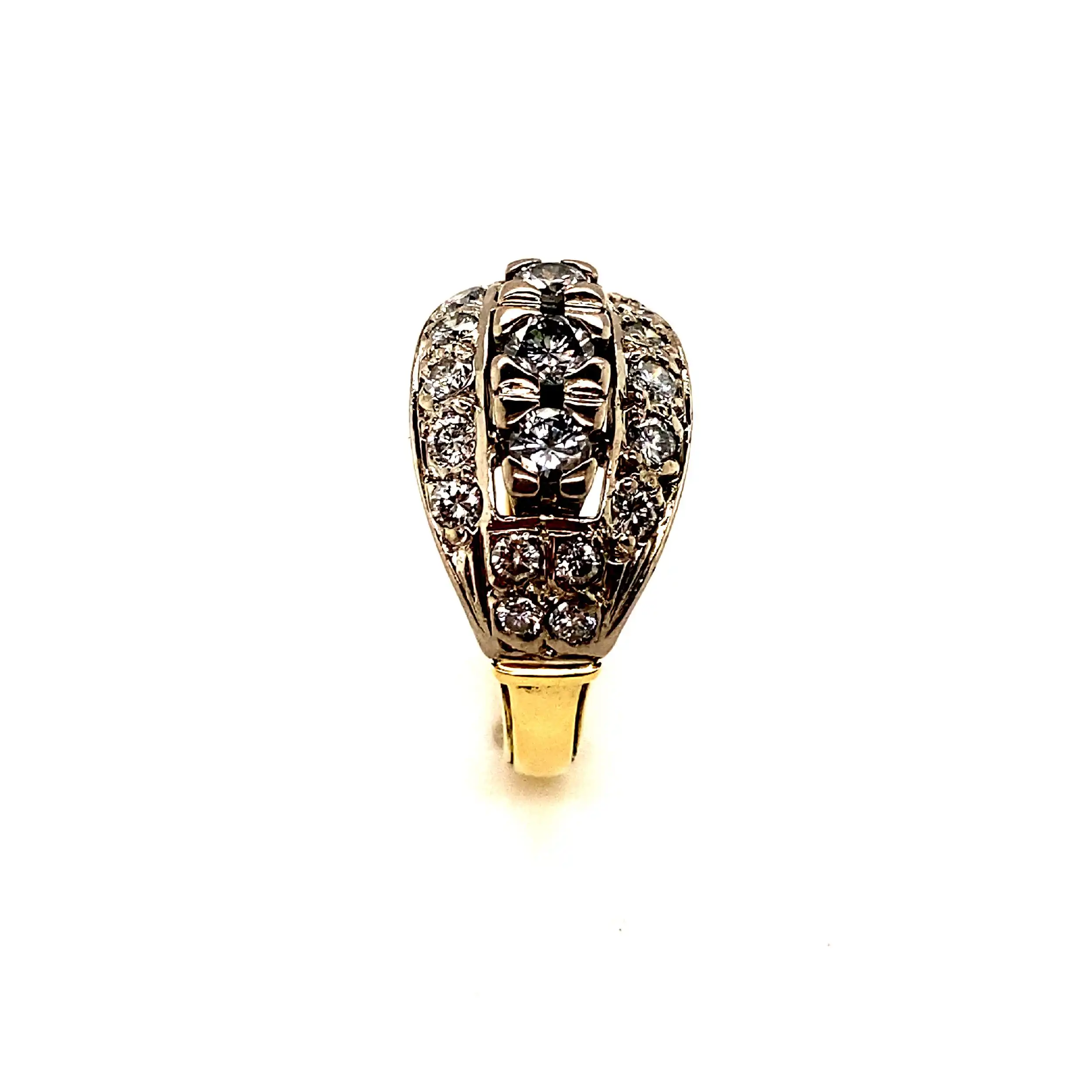 Ring Bicolor mit Brillanten und Diamant, graviert mit 1,10ct