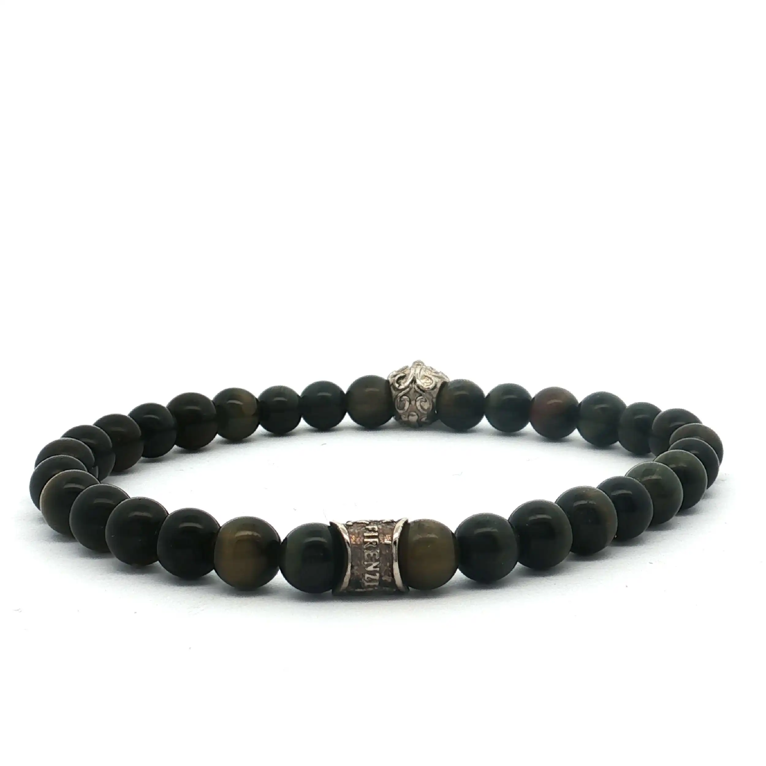 Armband Tigerauge mit Silber Totenkopf Armband Tigerauge mit Silber Totenkopf
