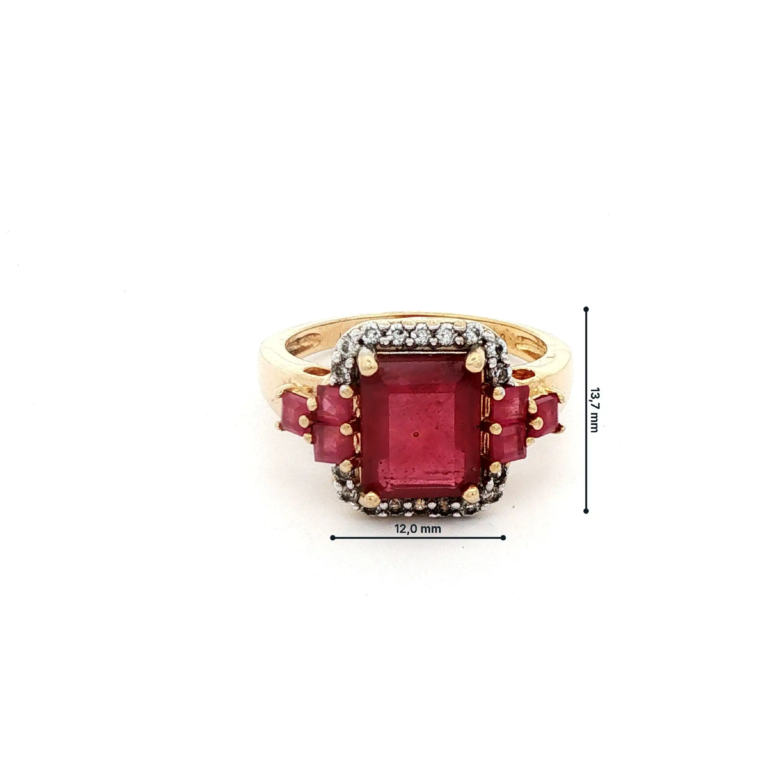 Ring Silber vergoldet mit roten Farbsteinen und Zirkonia