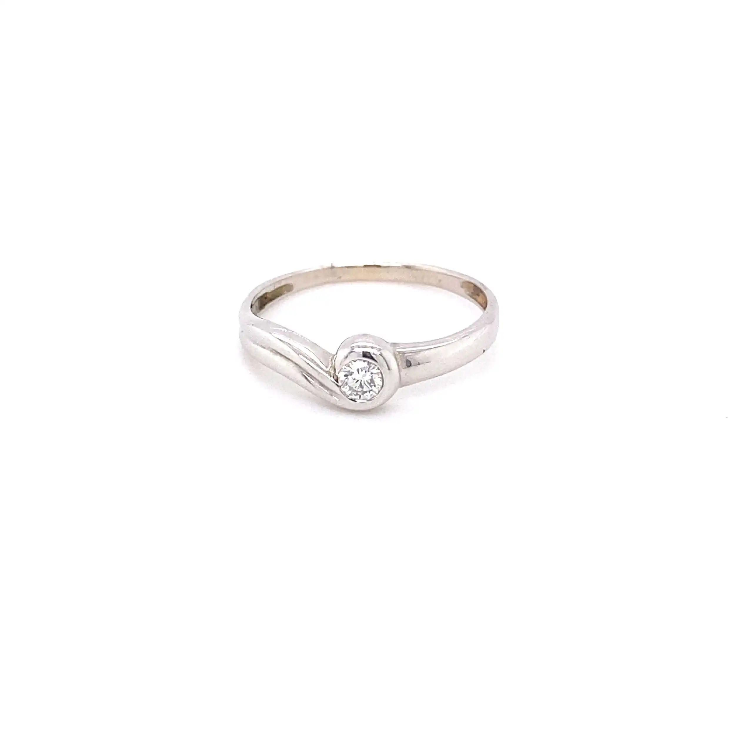 Ring Weißgold mit Brillant, graviert mit 0,11ct