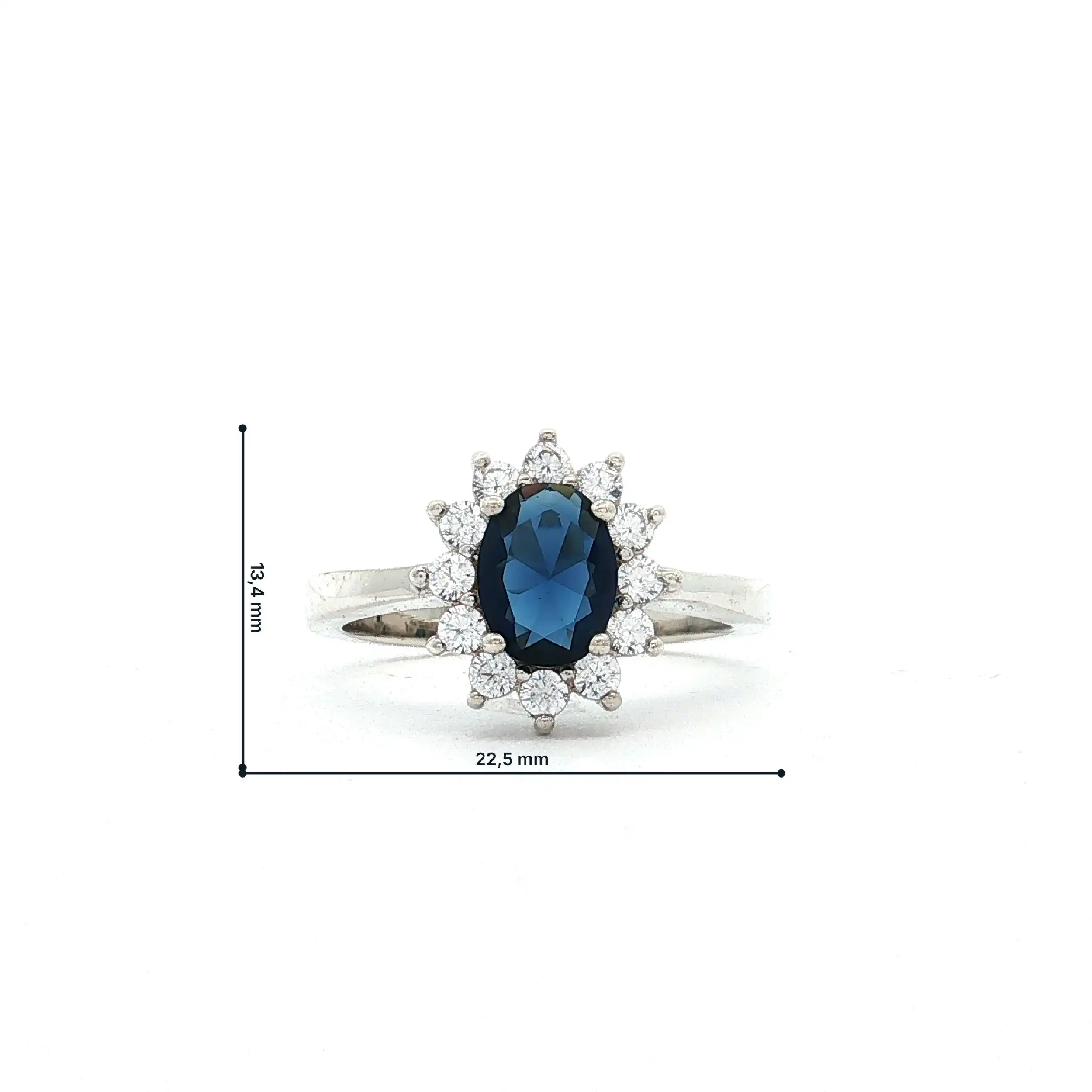 Ring Silber mit blauem Stein und Zirkonia