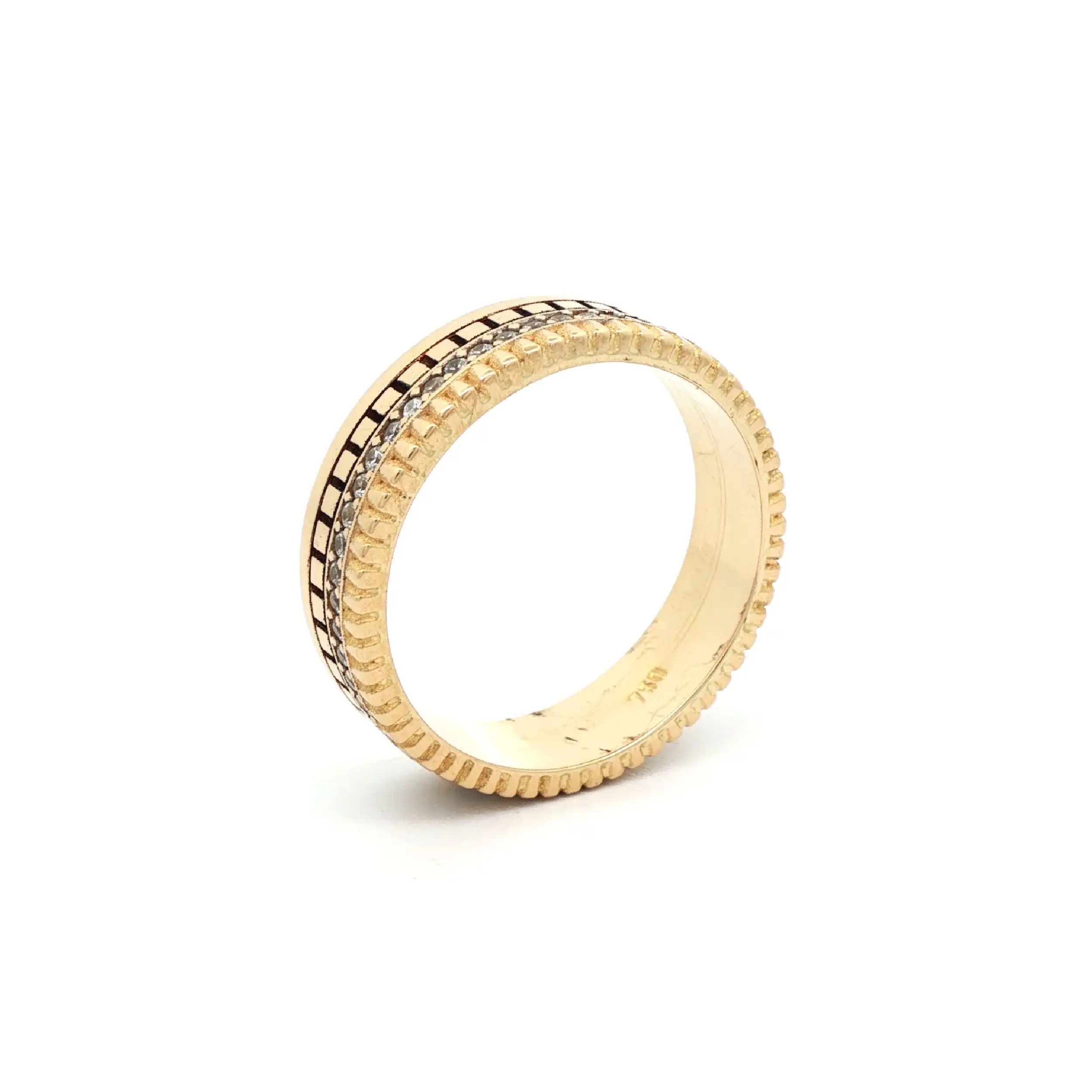 Ring Gelbgold 4-Reihig mit Zirkonia und Mustern Ring Gelbgold 4-Reihig mit Zirkonia und Mustern