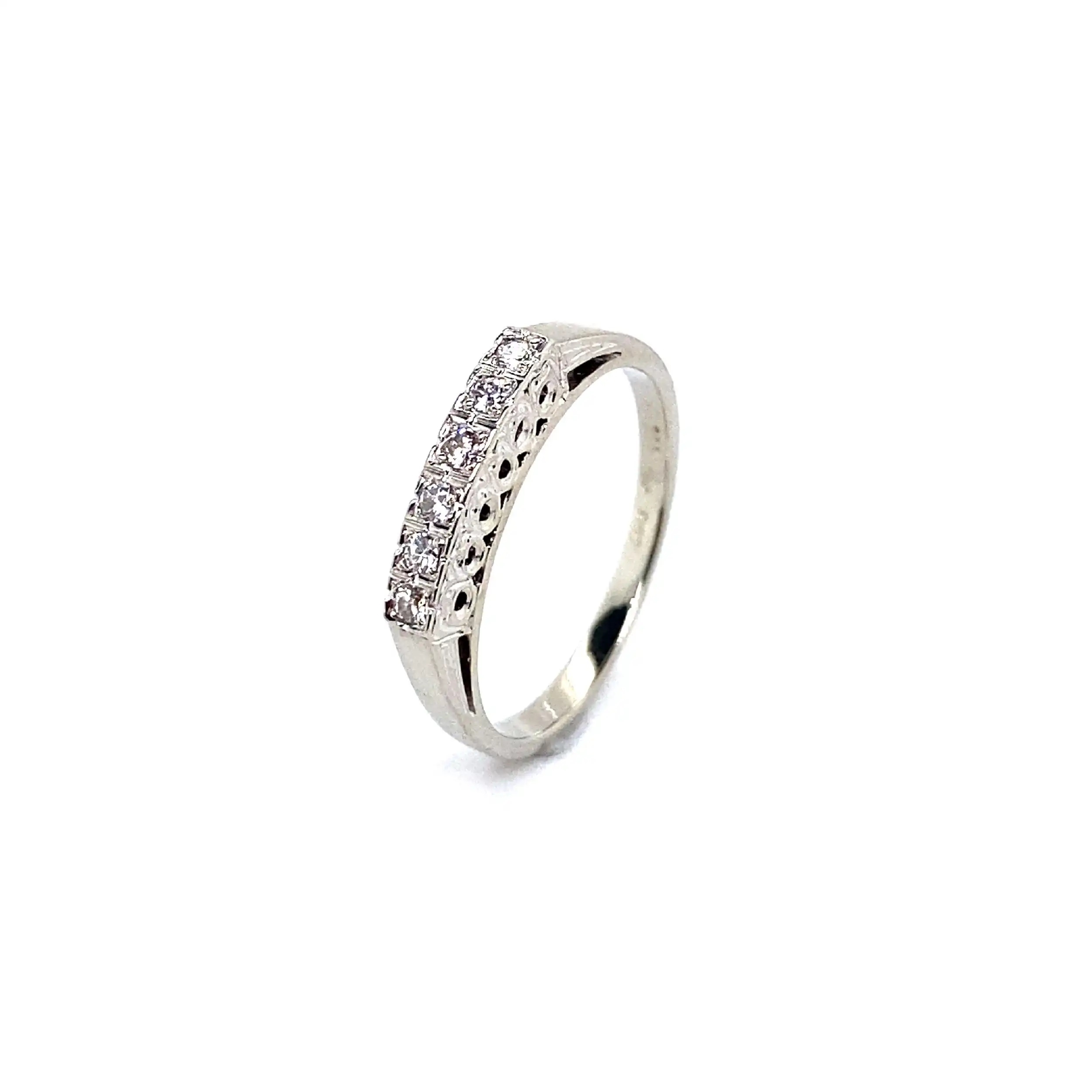 Ring Weißgold mit Brillanten, graviert mit 0,12ct