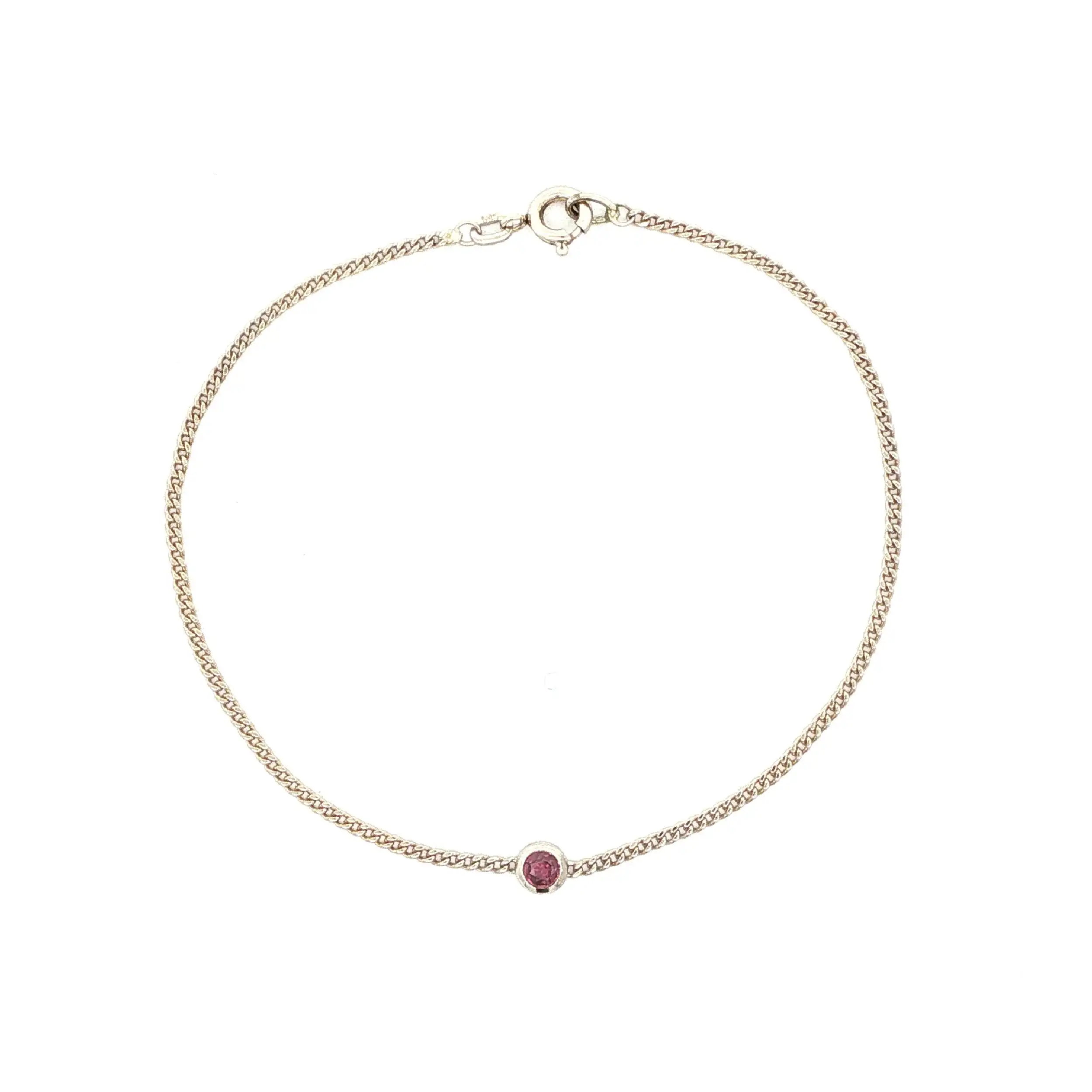 Panzerarmband Weißgold mit rosa Farbstein Panzerarmband Weißgold mit rosa Farbstein